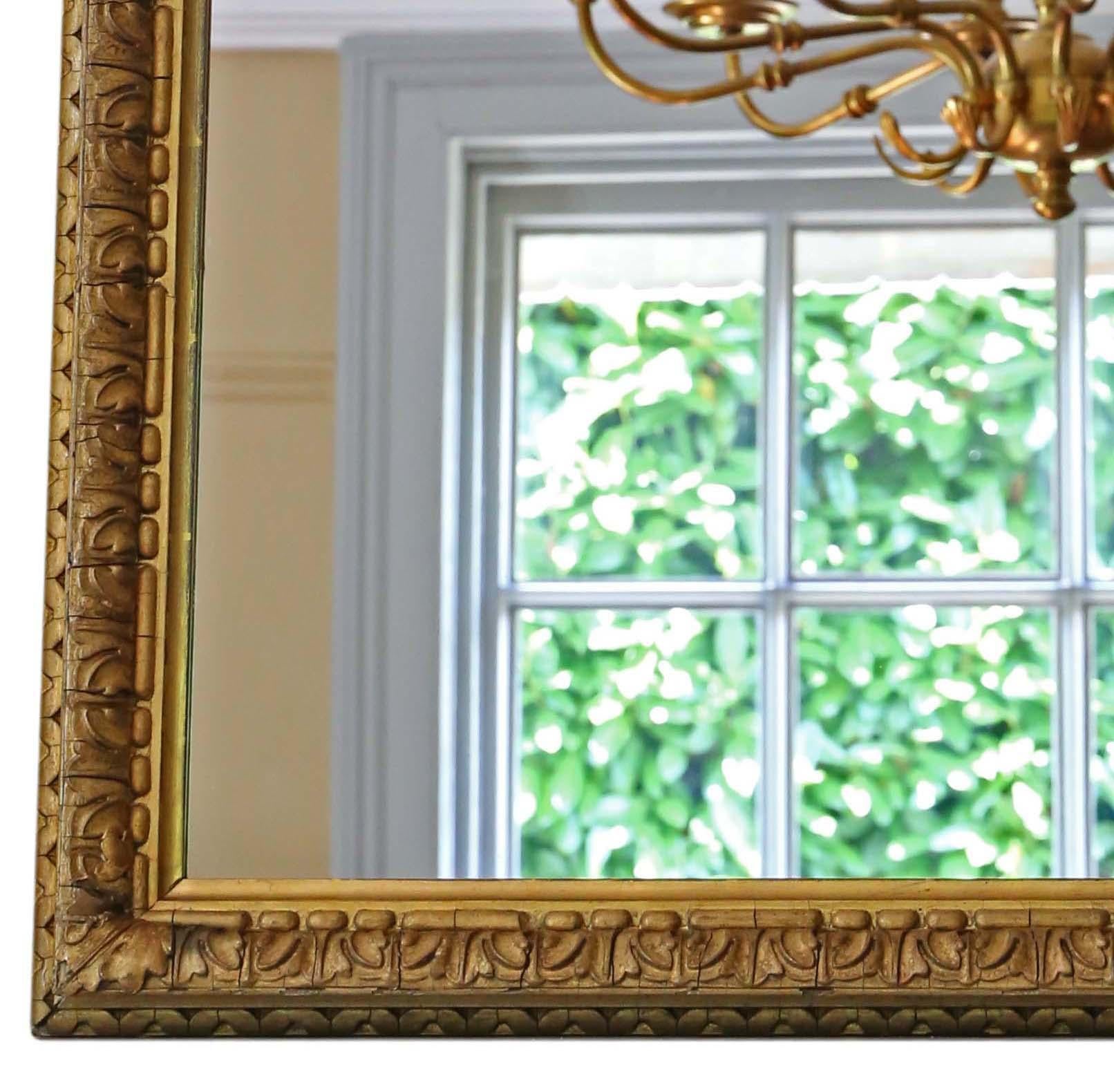 Antique fine quality large gilt overmantle or wall mirror 19th Century For Sale 2