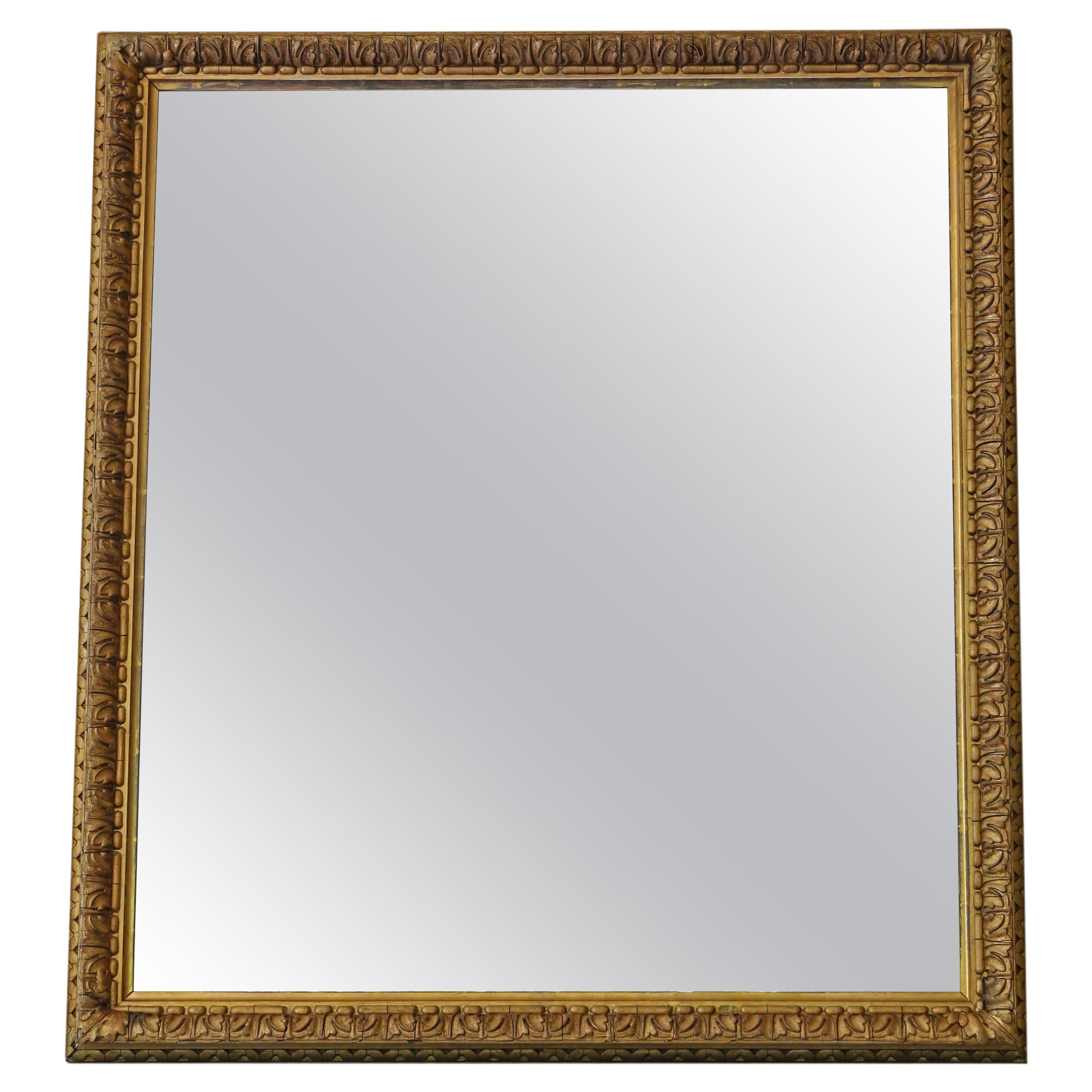 Antique Mirror di alta qualità, grande specchio da tavolo o da parete dorato del XIX secolo