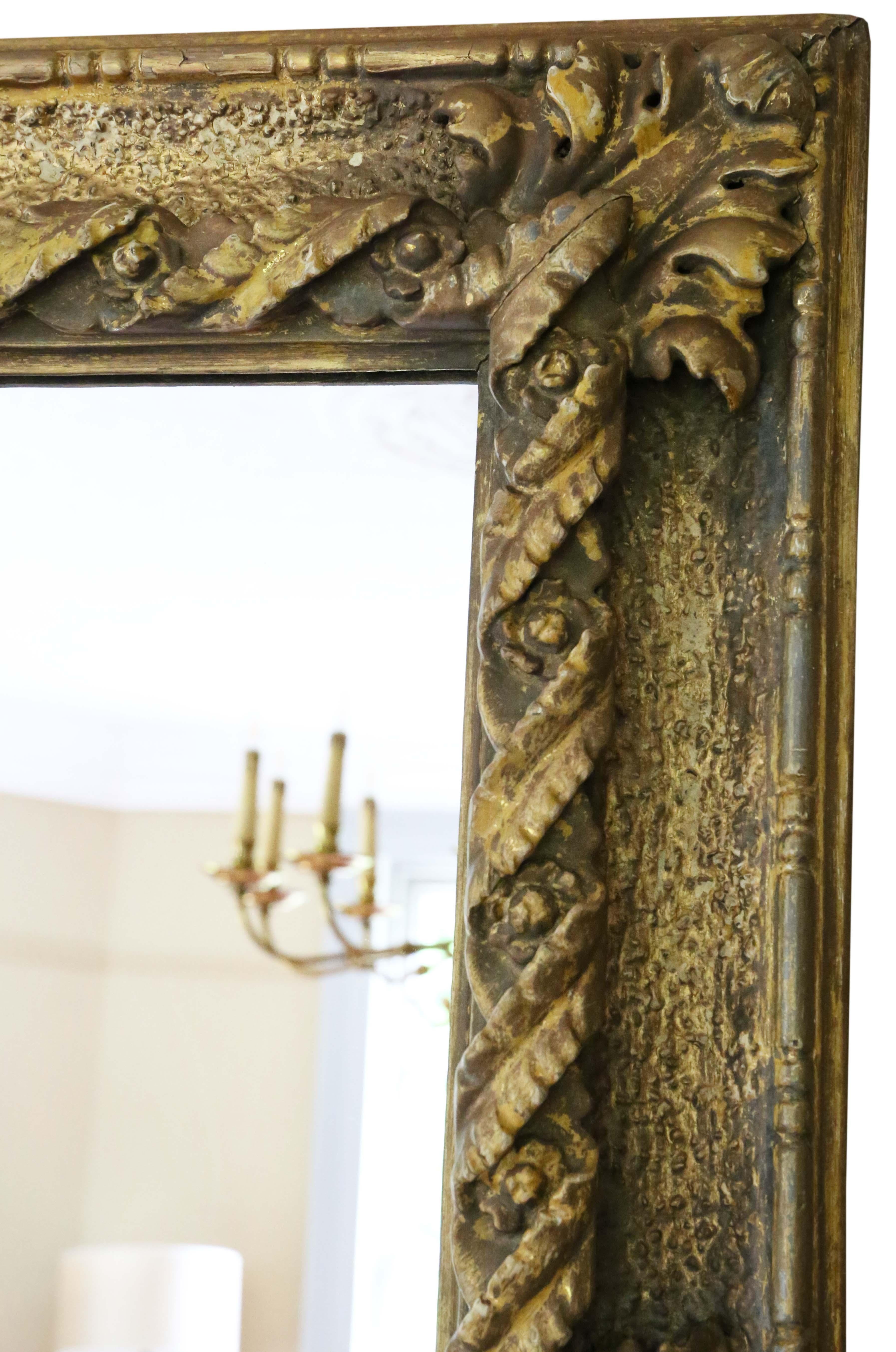 Grand miroir mural ancien en bois doré de qualité supérieure datant du 19ème siècle Bon état - En vente à Wisbech, Cambridgeshire