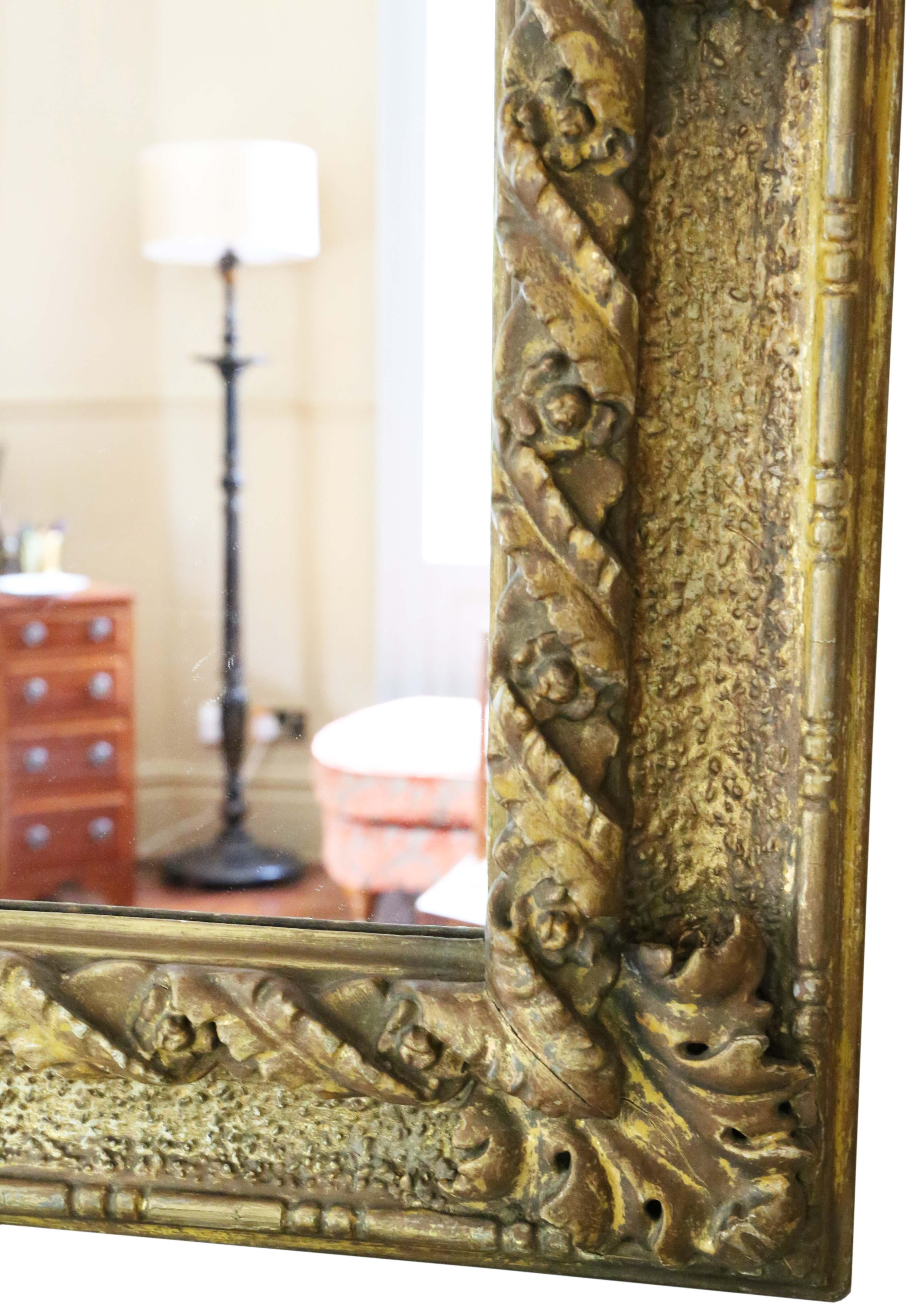  Antique fine quality large giltwood 19th Century overmantle or wall mirror For Sale 1