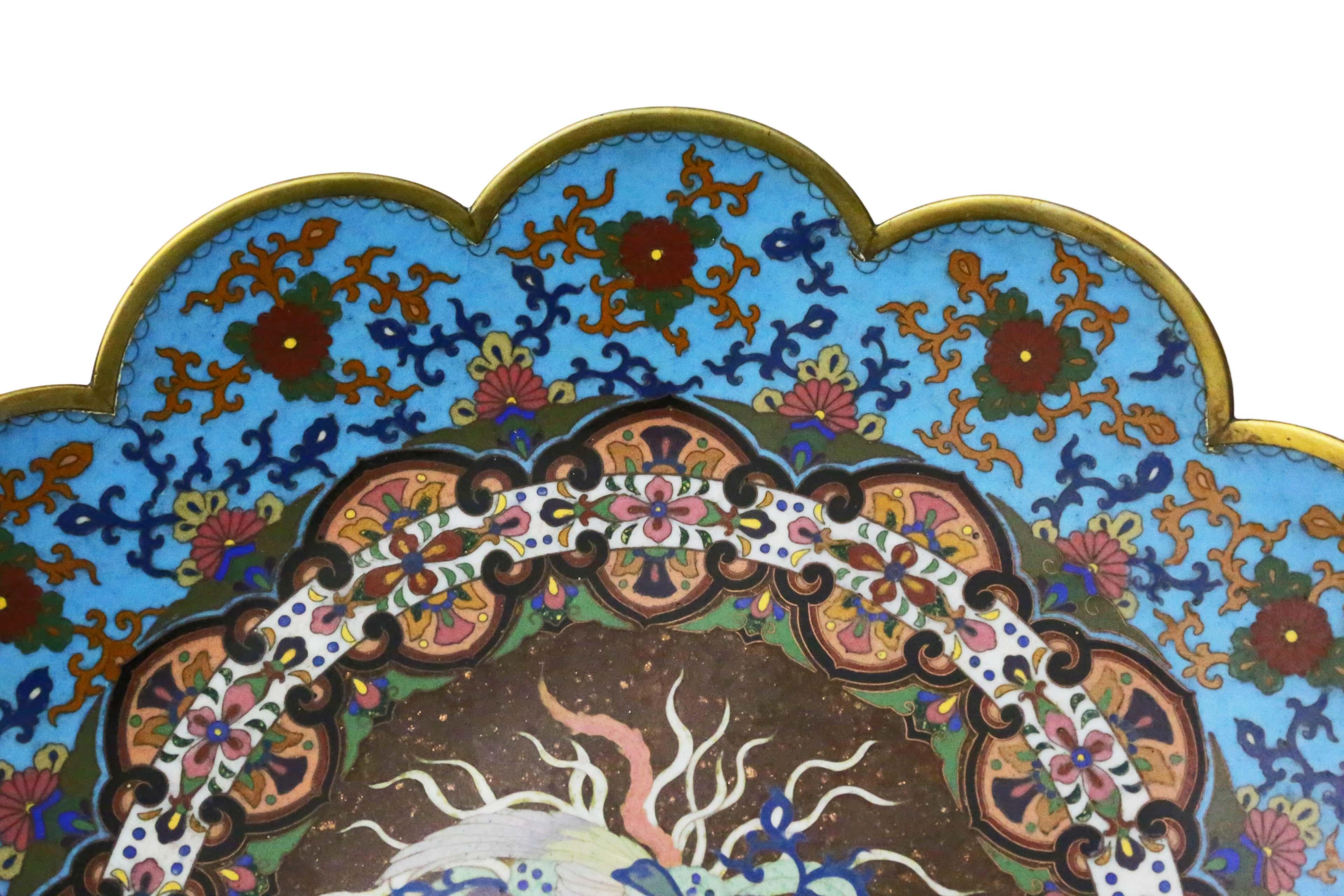 Early 20th Century Antique Fine Quality Large Meiji Oriental Japanese Cloisonne Charger Plate