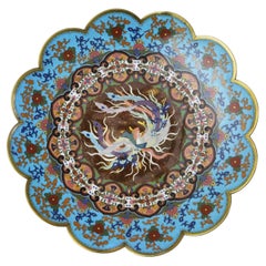 Antique Fine Quality Large Meiji Oriental Japanese Cloisonne Charger Plate