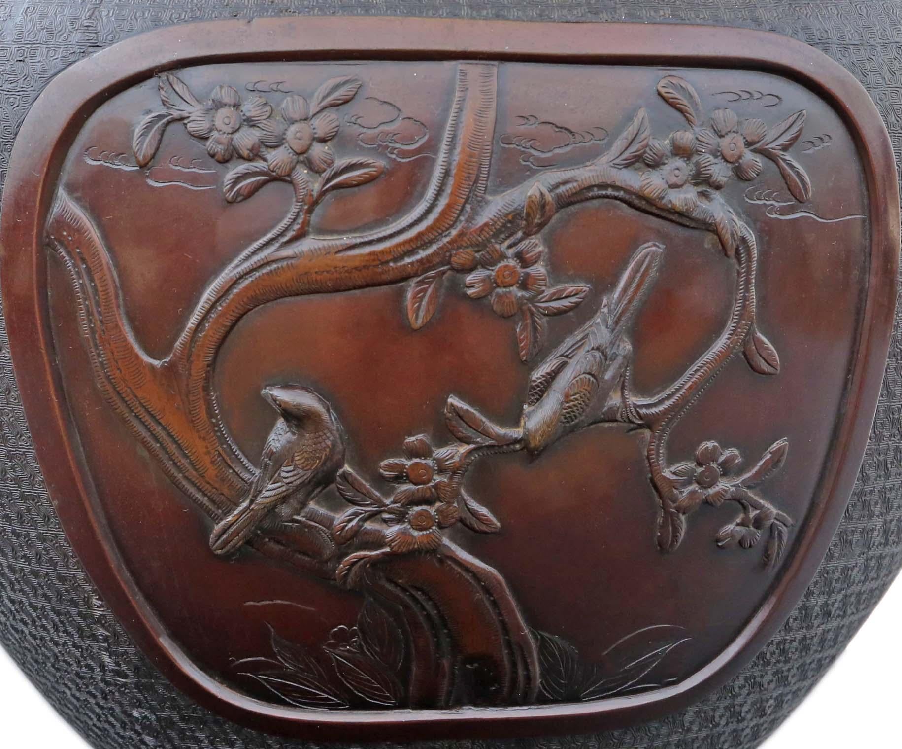 Antique Fine Quality Large Oriental Japanese Bronze Jardinière Planter Bowl 6