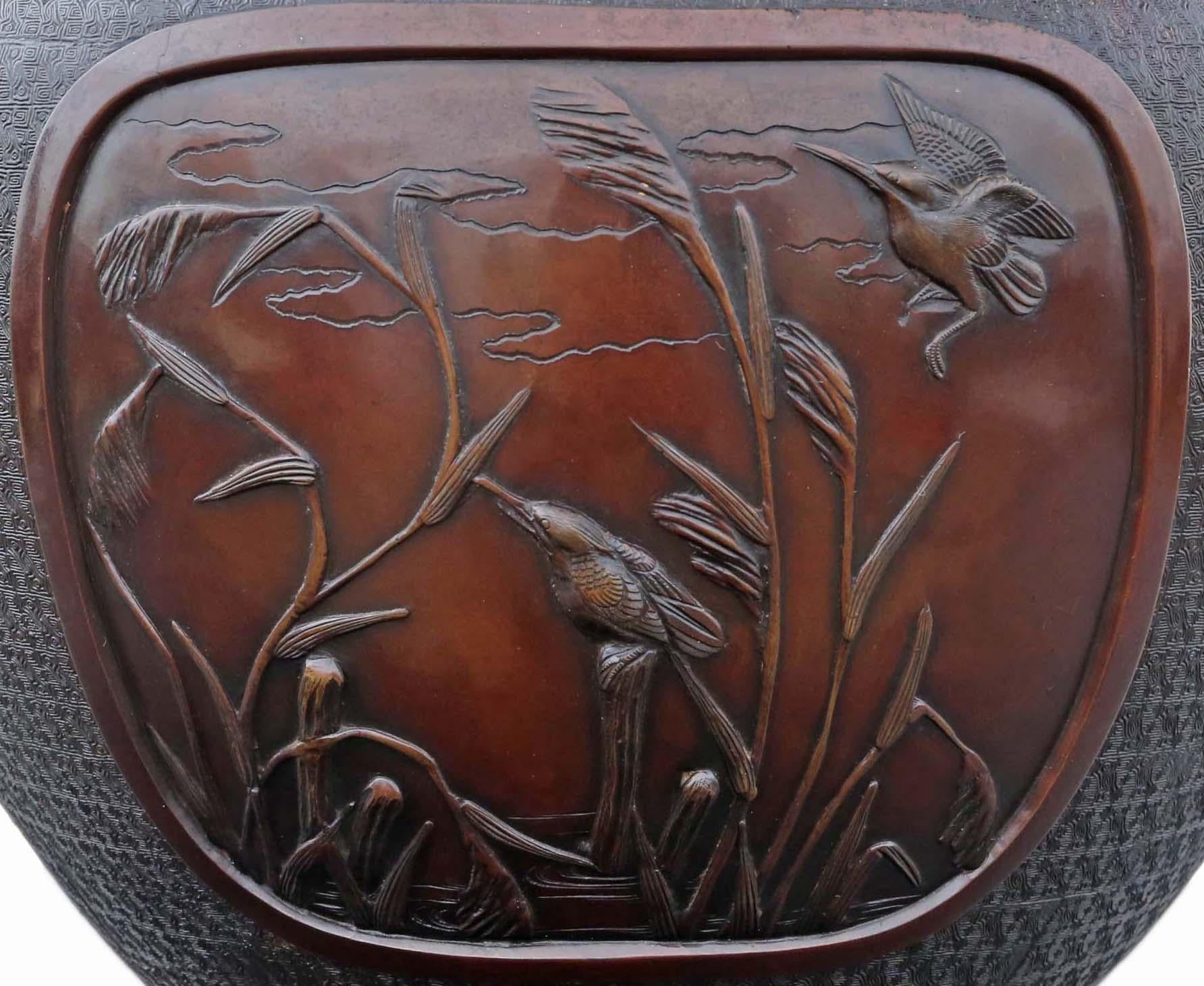 Antique Fine Quality Large Oriental Japanese Bronze Jardinière Planter Bowl 4