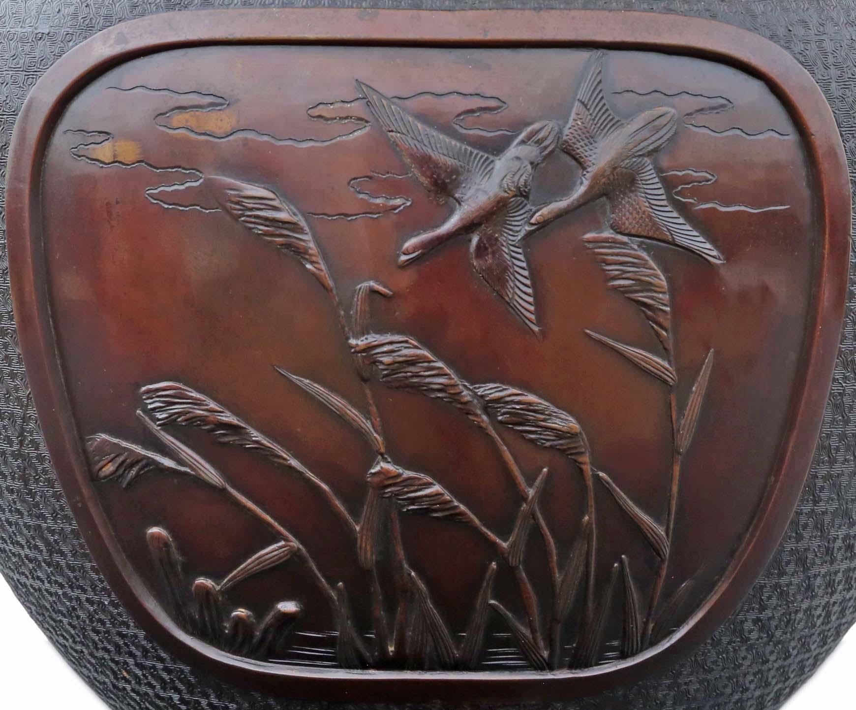Antique Fine Quality Large Oriental Japanese Bronze Jardinière Planter Bowl 5