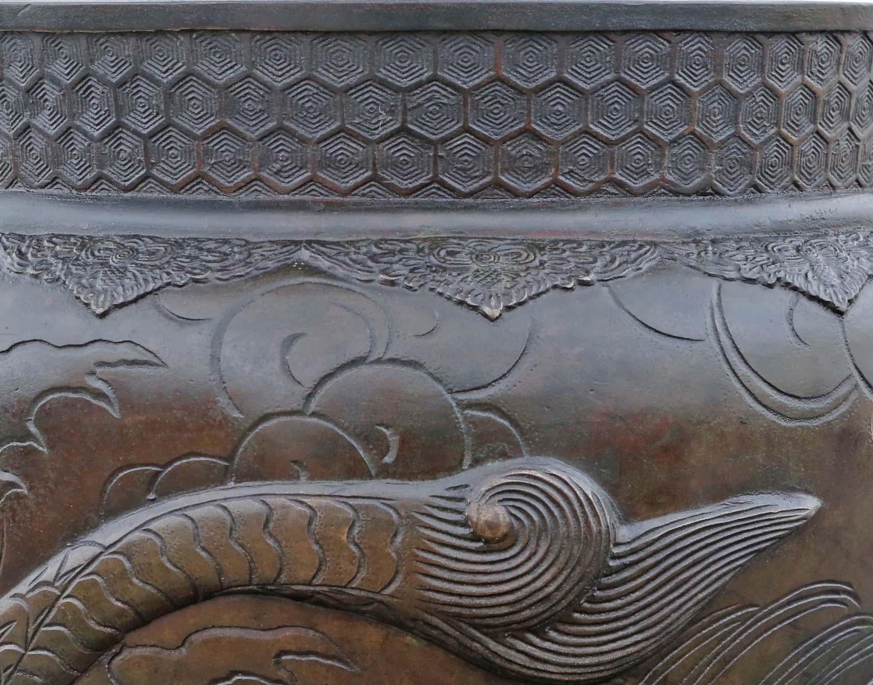 Antique Fine Quality Large Oriental Japanese Bronze Jardinière Planter Bowl 5