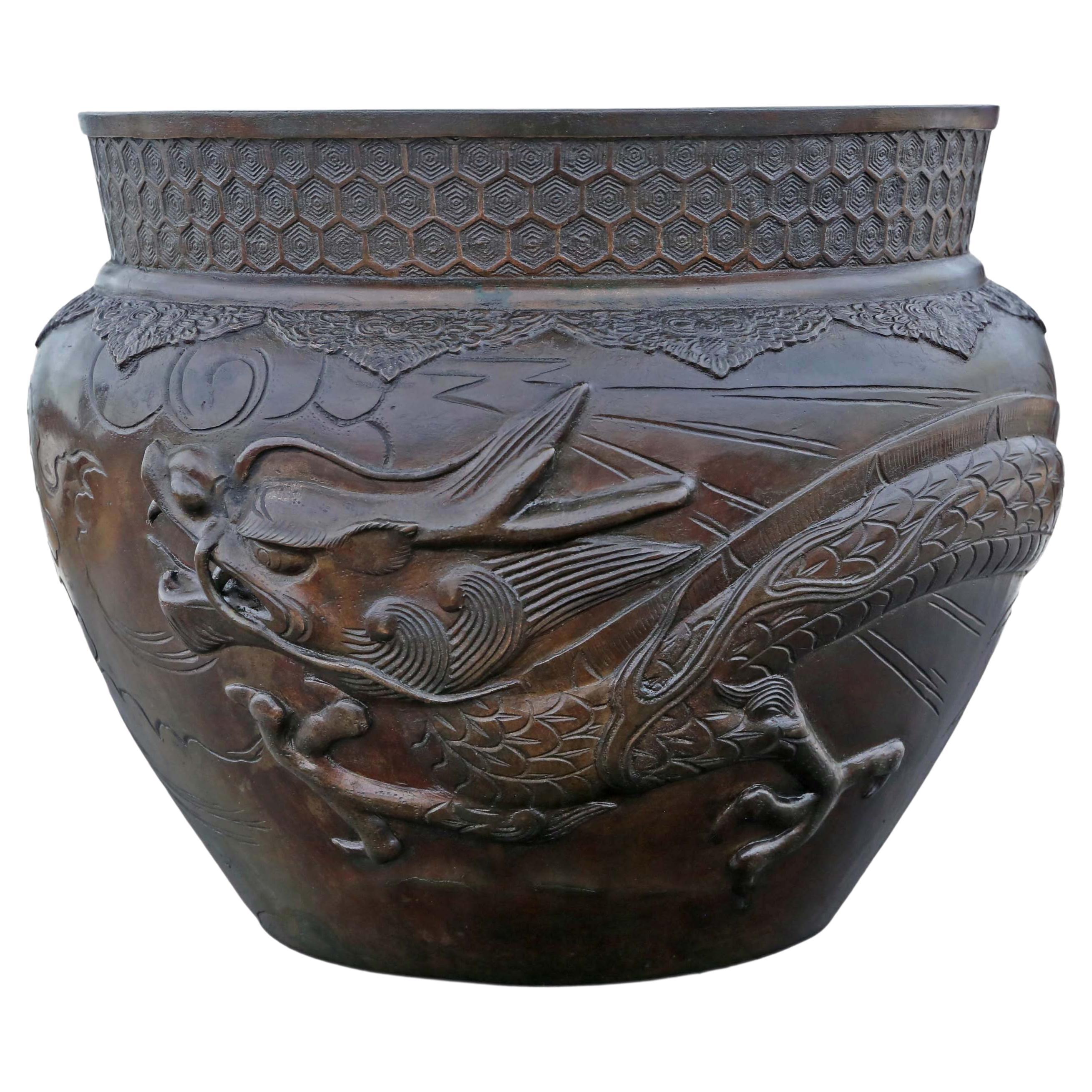 Antique Fine Quality Large Oriental Japanese Bronze Jardini�ère Planter Bowl