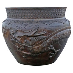 Antique Fine Quality Large Oriental Japanese Bronze Jardinière Planter Bowl
