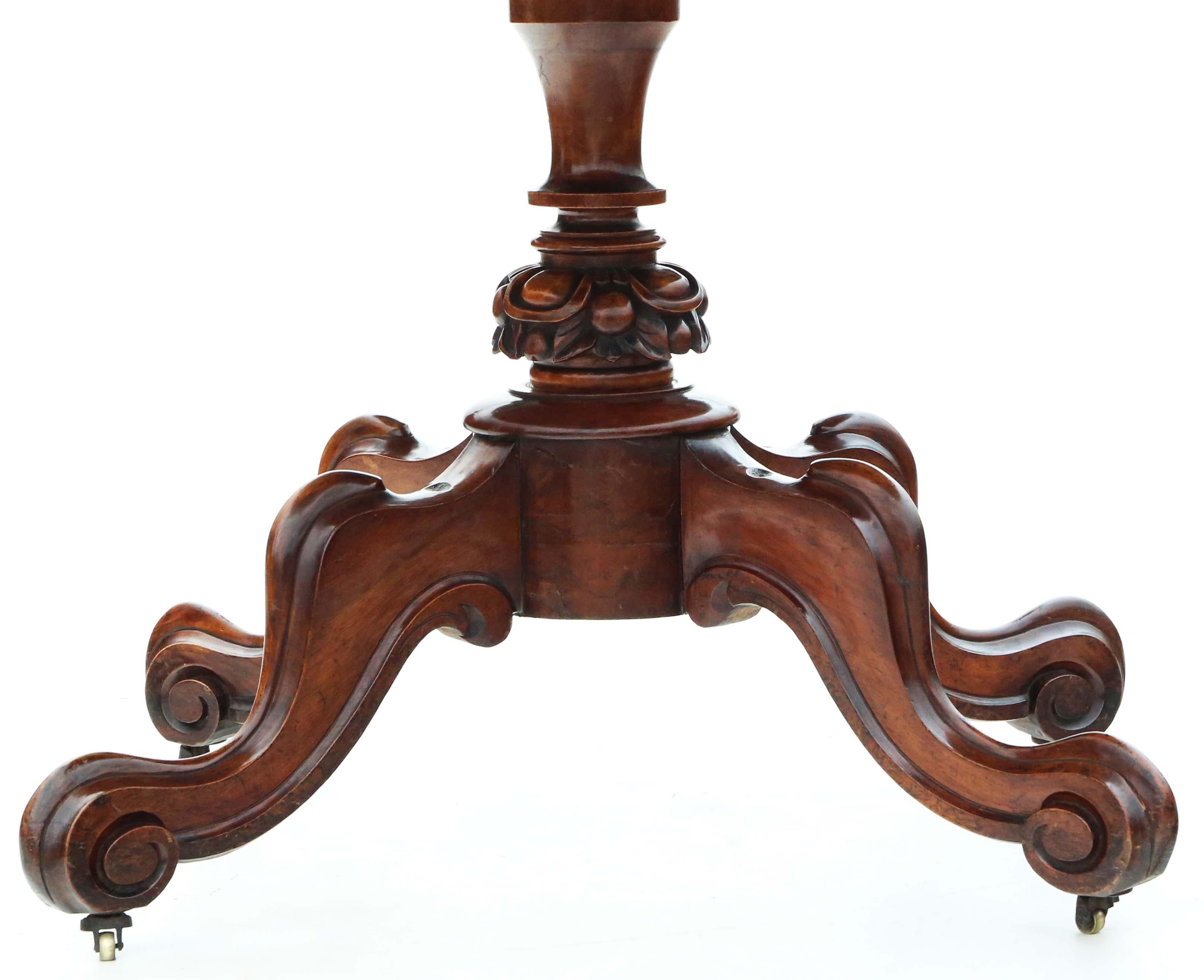 Antique fine quality large Victorian 19th Century burr walnut oval loo breakfast For Sale 1