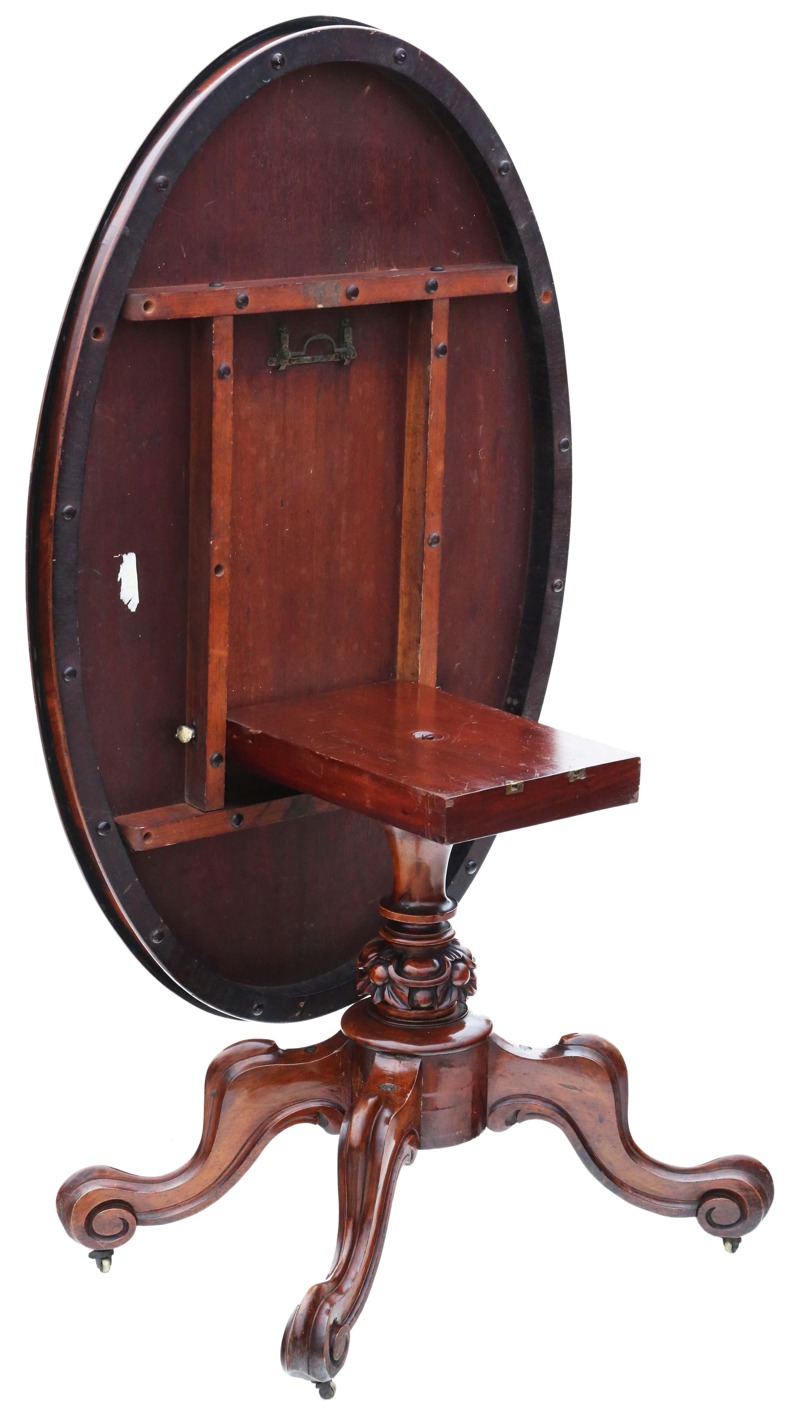 Antique fine quality large Victorian 19th Century burr walnut oval loo breakfast For Sale 2