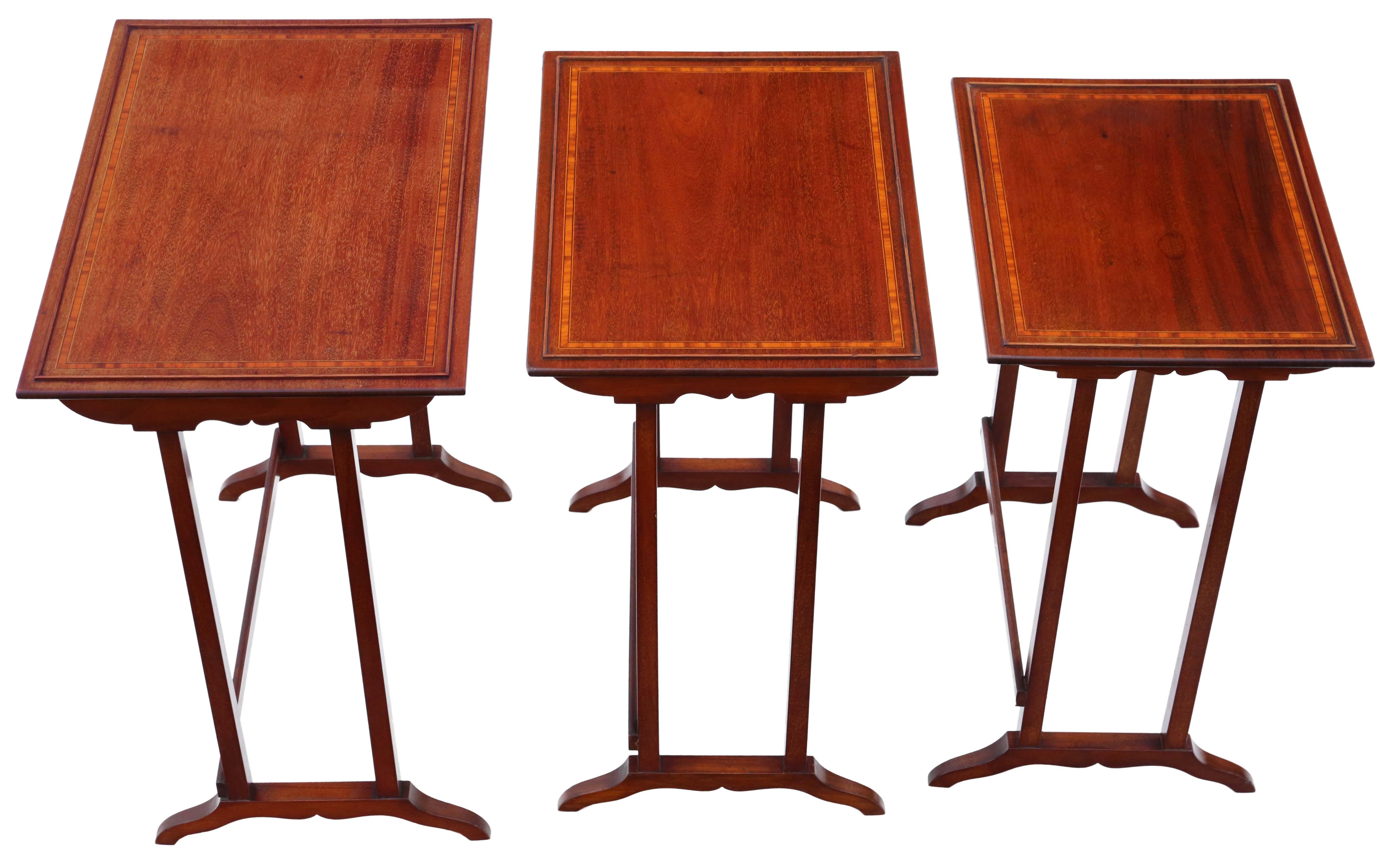 Early 20th Century Antique fine quality mahogany nest of 3 Edwardian C1905 tables