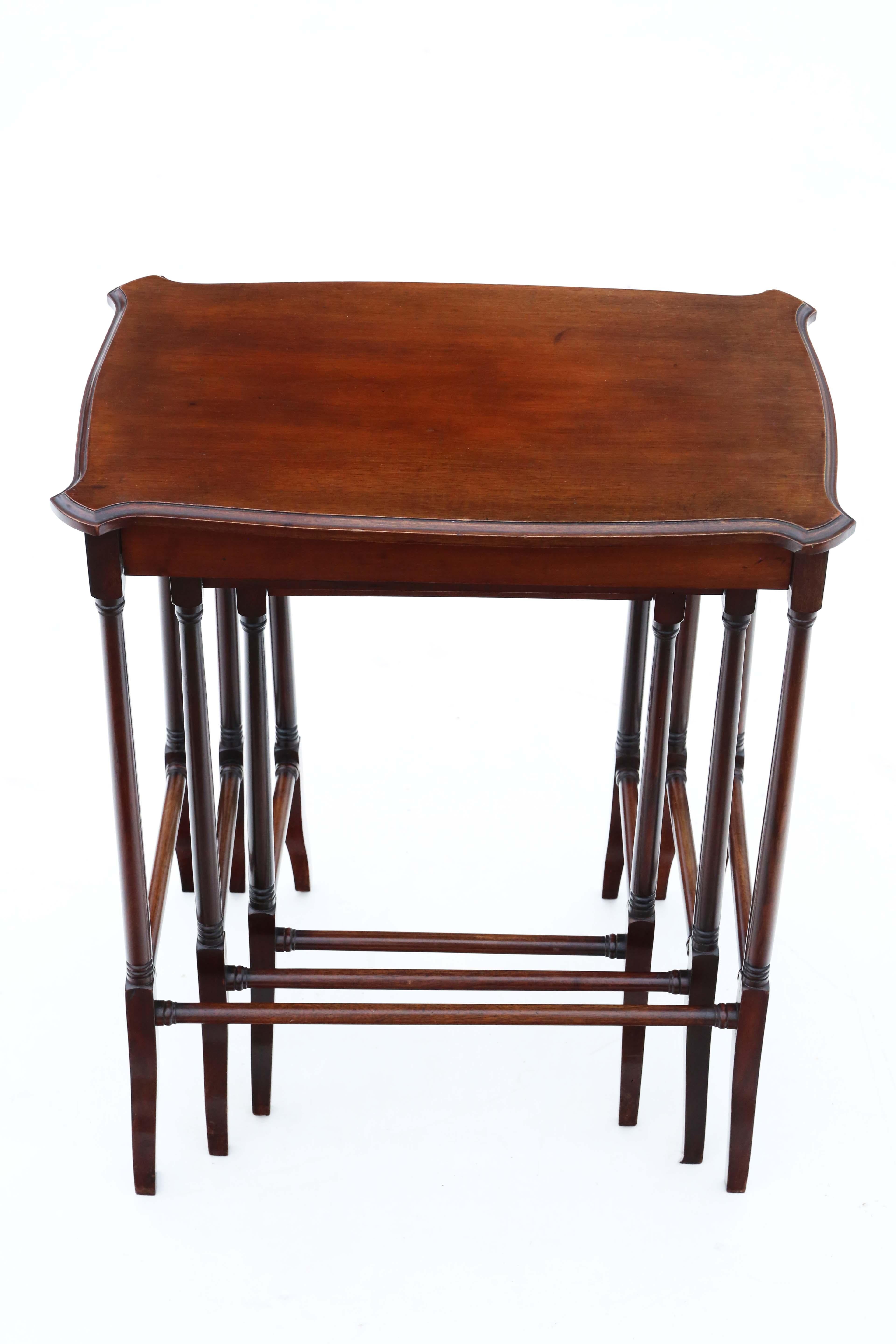Wood Antique fine quality mahogany nest of 3 Edwardian tables C1910 For Sale