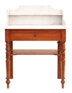 Antique Fine Quality Pitch Pine and Marble Wash Stand C1900 Compact Proportions