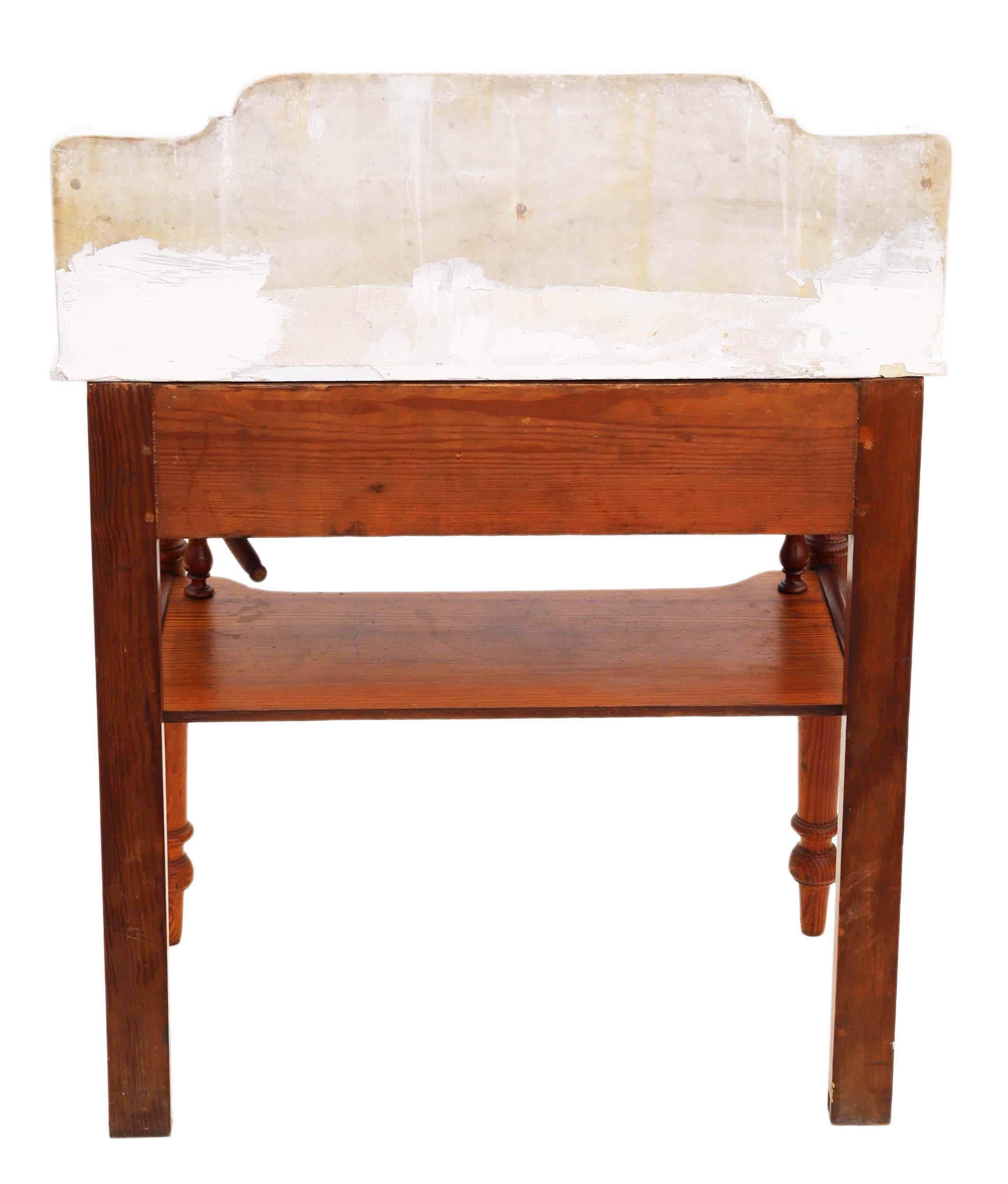 Antique Fine Quality Pitch Pine and Marble Wash Stand C1900 Compact Proportions 2