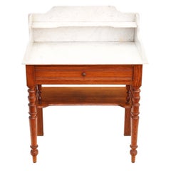 Antique Fine Quality Pitch Pine and Marble Wash Stand C1900 Compact Proportions