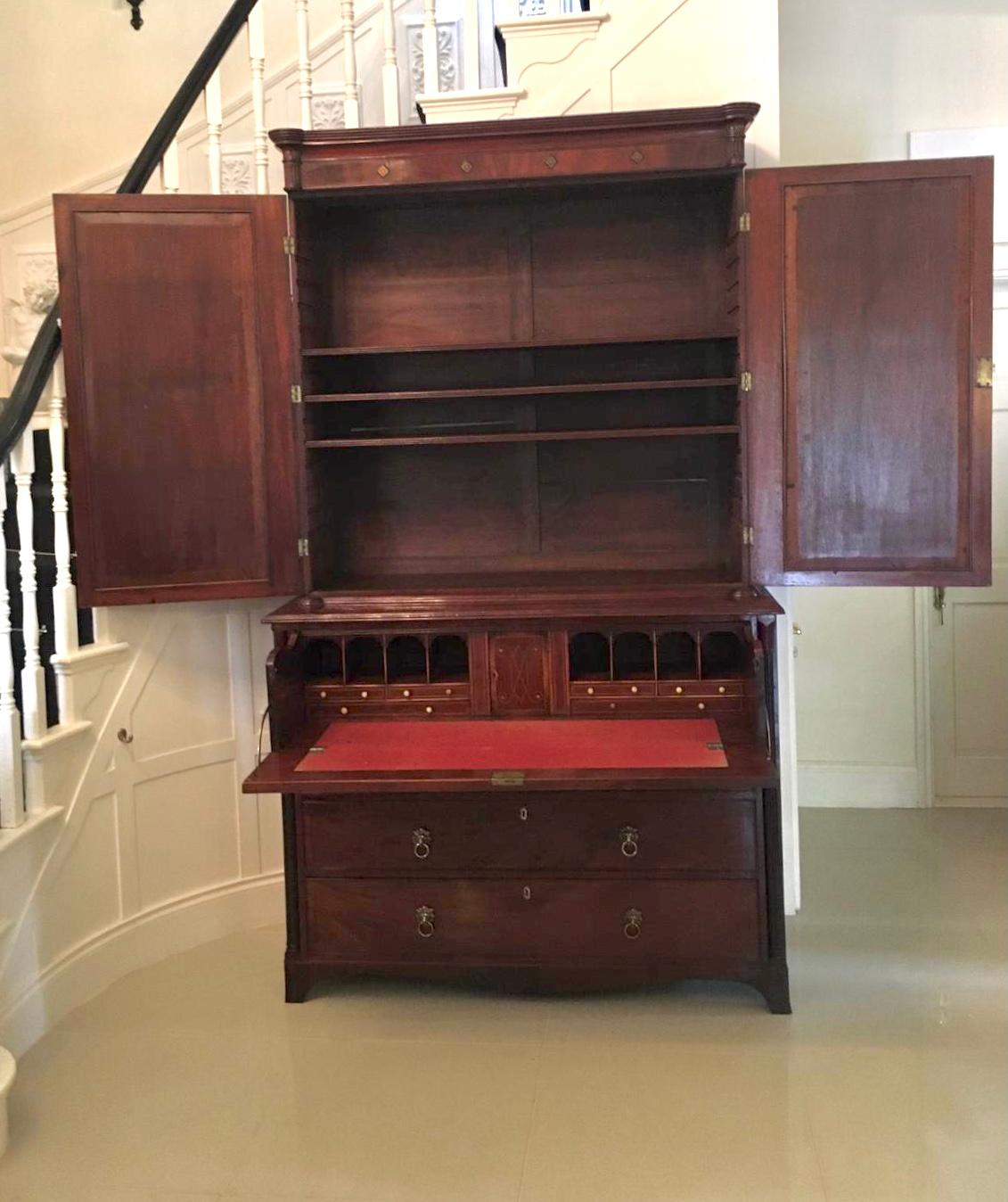 Antique Fine Quality Regency Mahogany Secretaire Bookcase 12