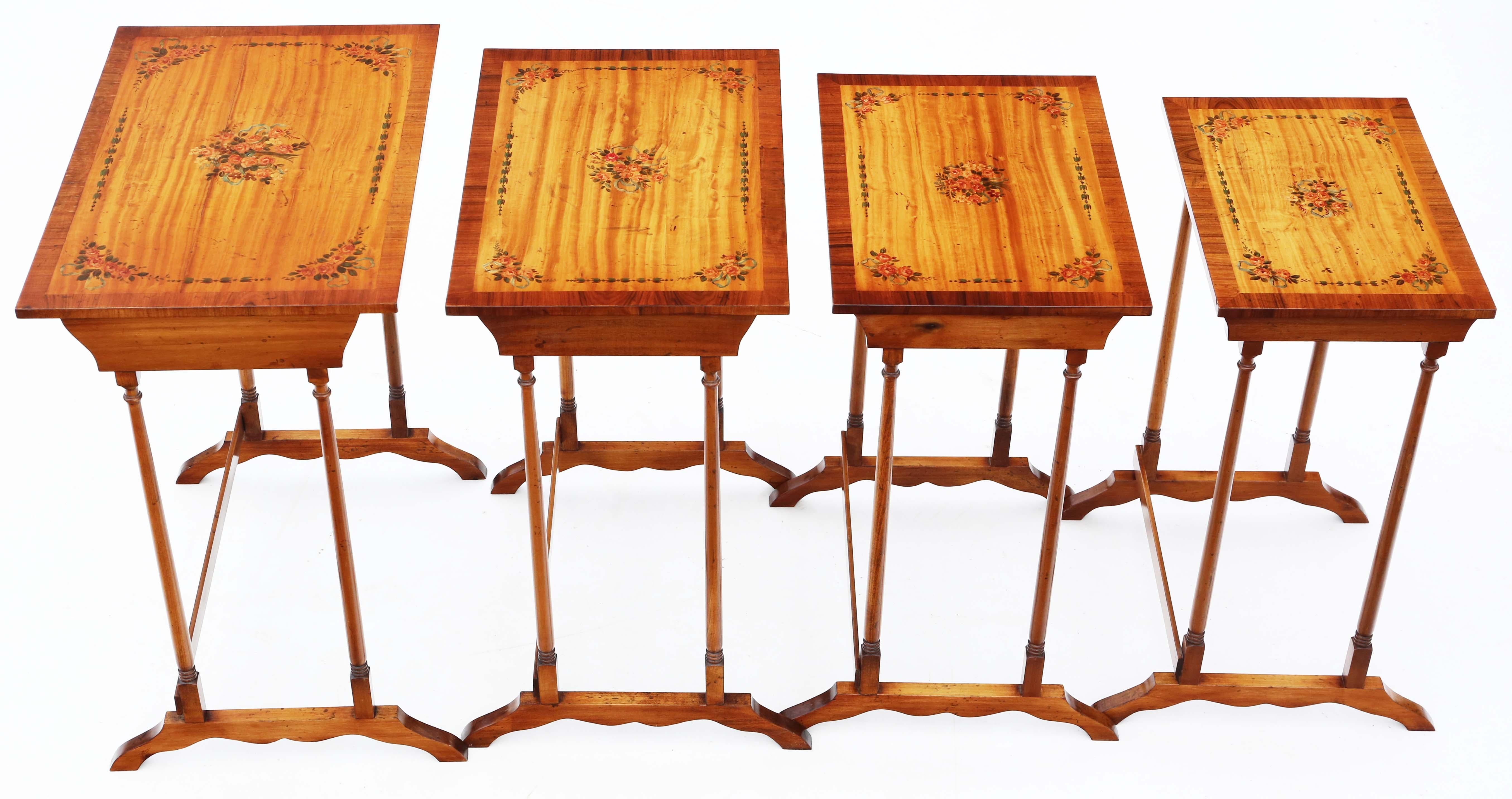 Milieu du XXe siècle Ancienne et de qualité rétro vintage décorée de 4 tables en bois de citronnier, vers 1960 en vente