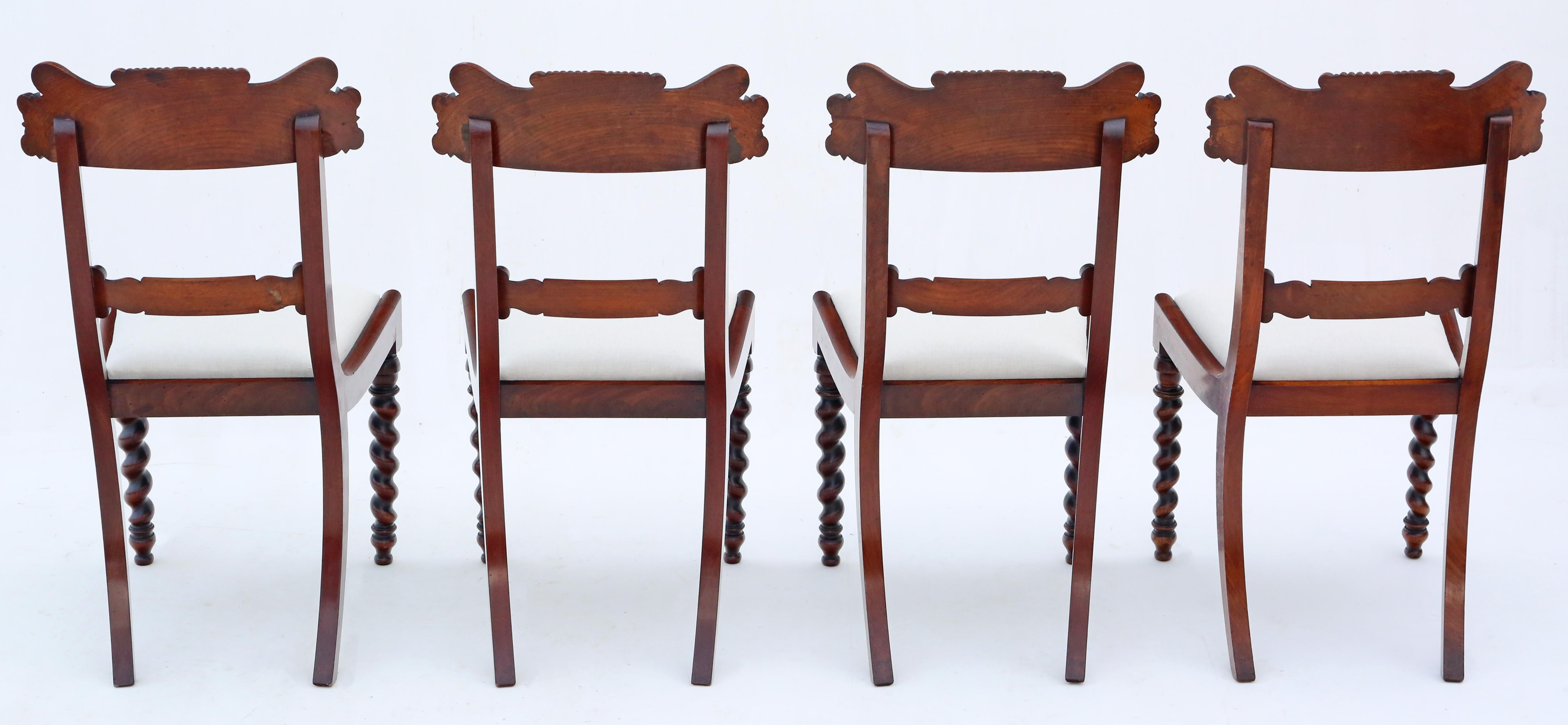 Antique fine quality set of 4 Regency / William IV mahogany dining chairs C1830 In Good Condition For Sale In Wisbech, Cambridgeshire