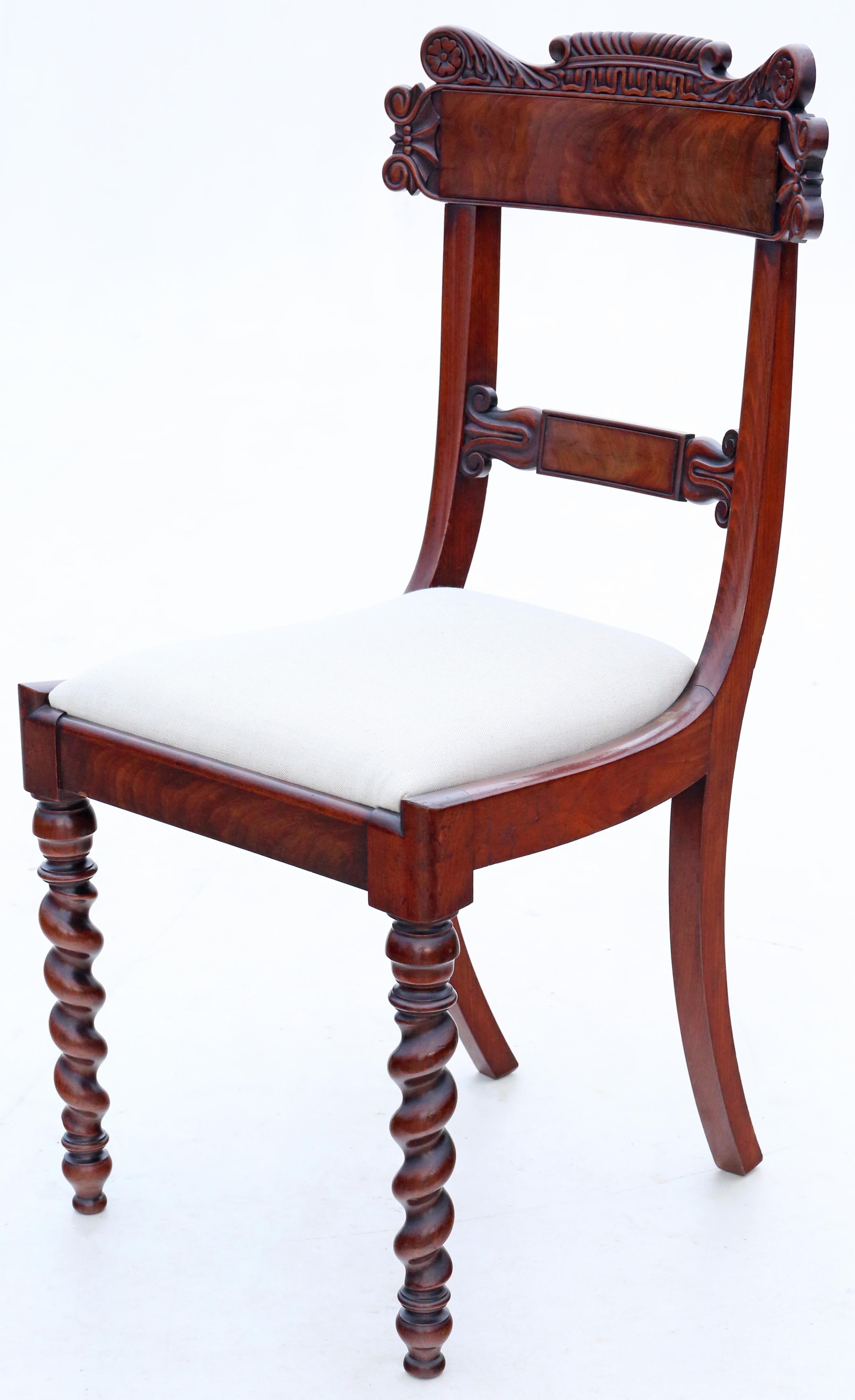 19th Century Antique fine quality set of 4 Regency / William IV mahogany dining chairs C1830 For Sale