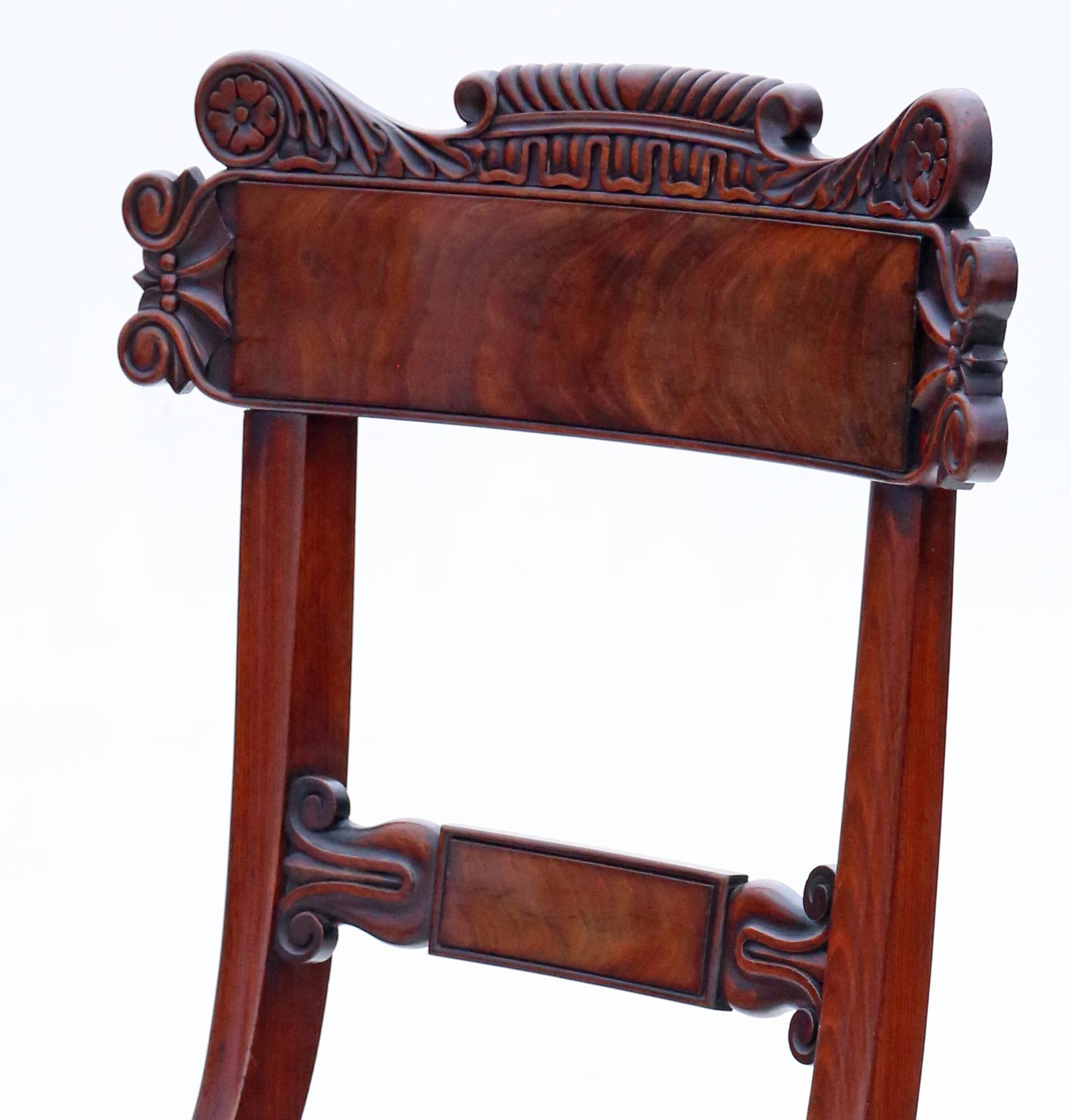 Wood Antique fine quality set of 4 Regency / William IV mahogany dining chairs C1830 For Sale