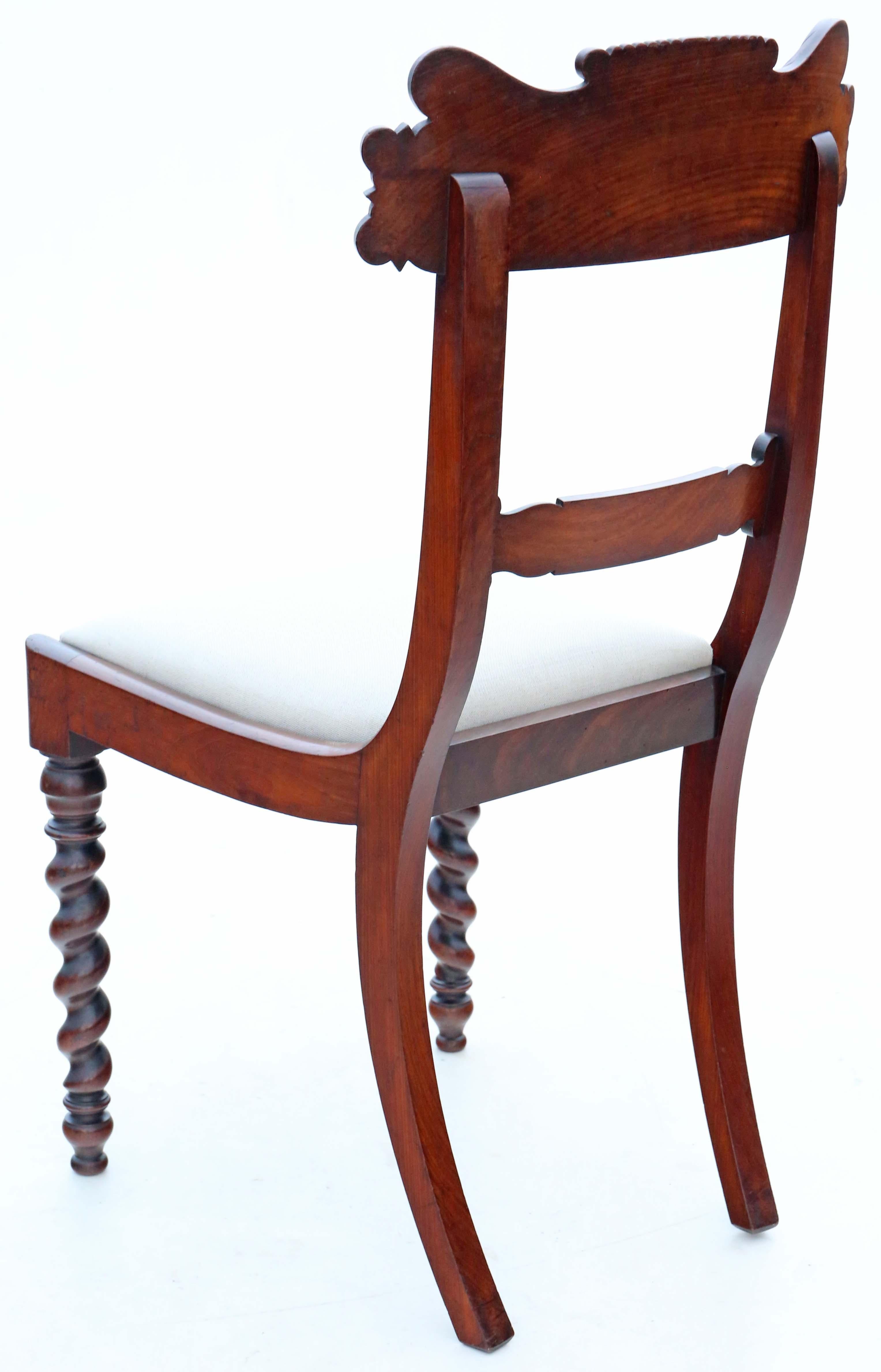 Antique fine quality set of 4 Regency / William IV mahogany dining chairs C1830 For Sale 1