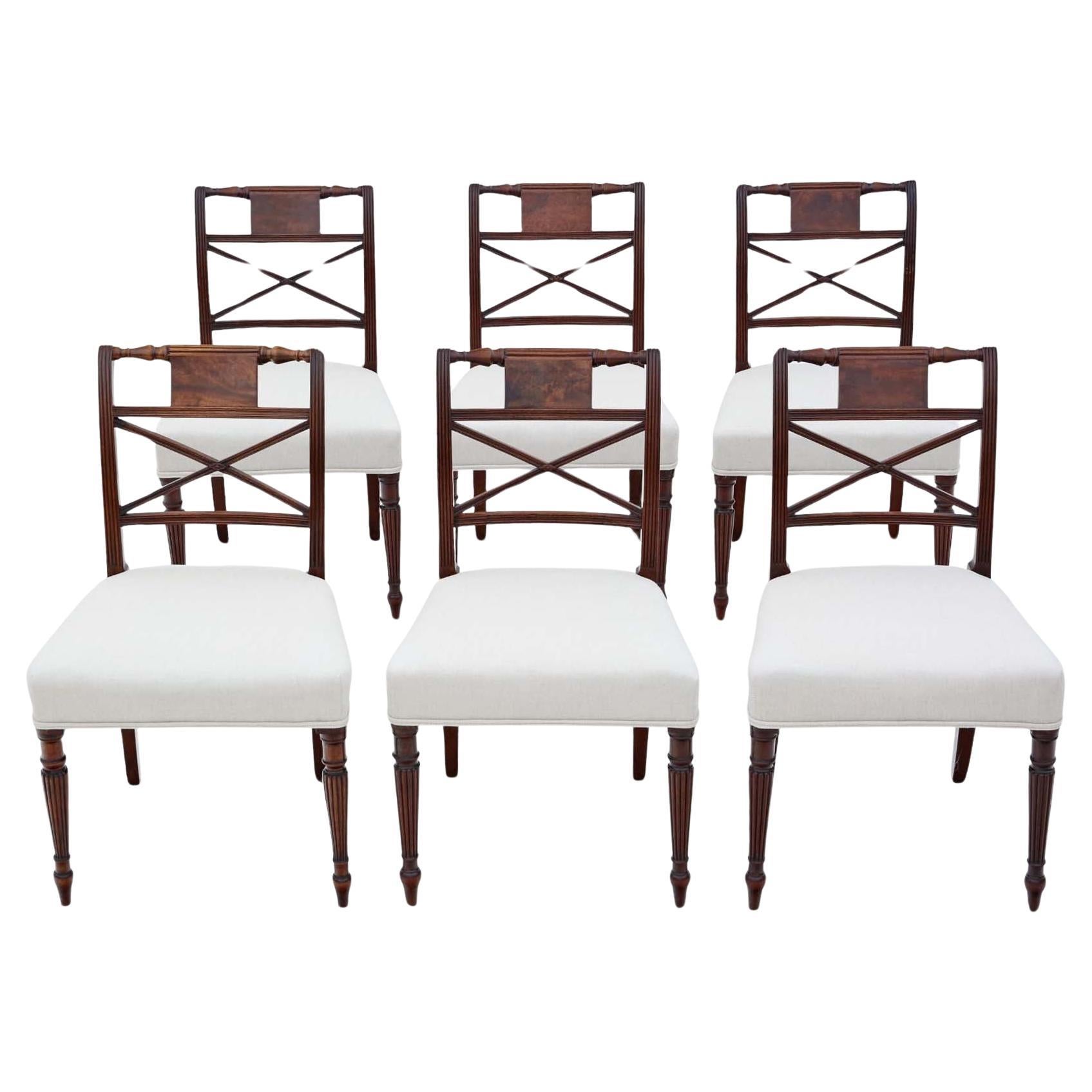 Antique fine quality set of 6 19th Century mahogany dining chairs Gillows 