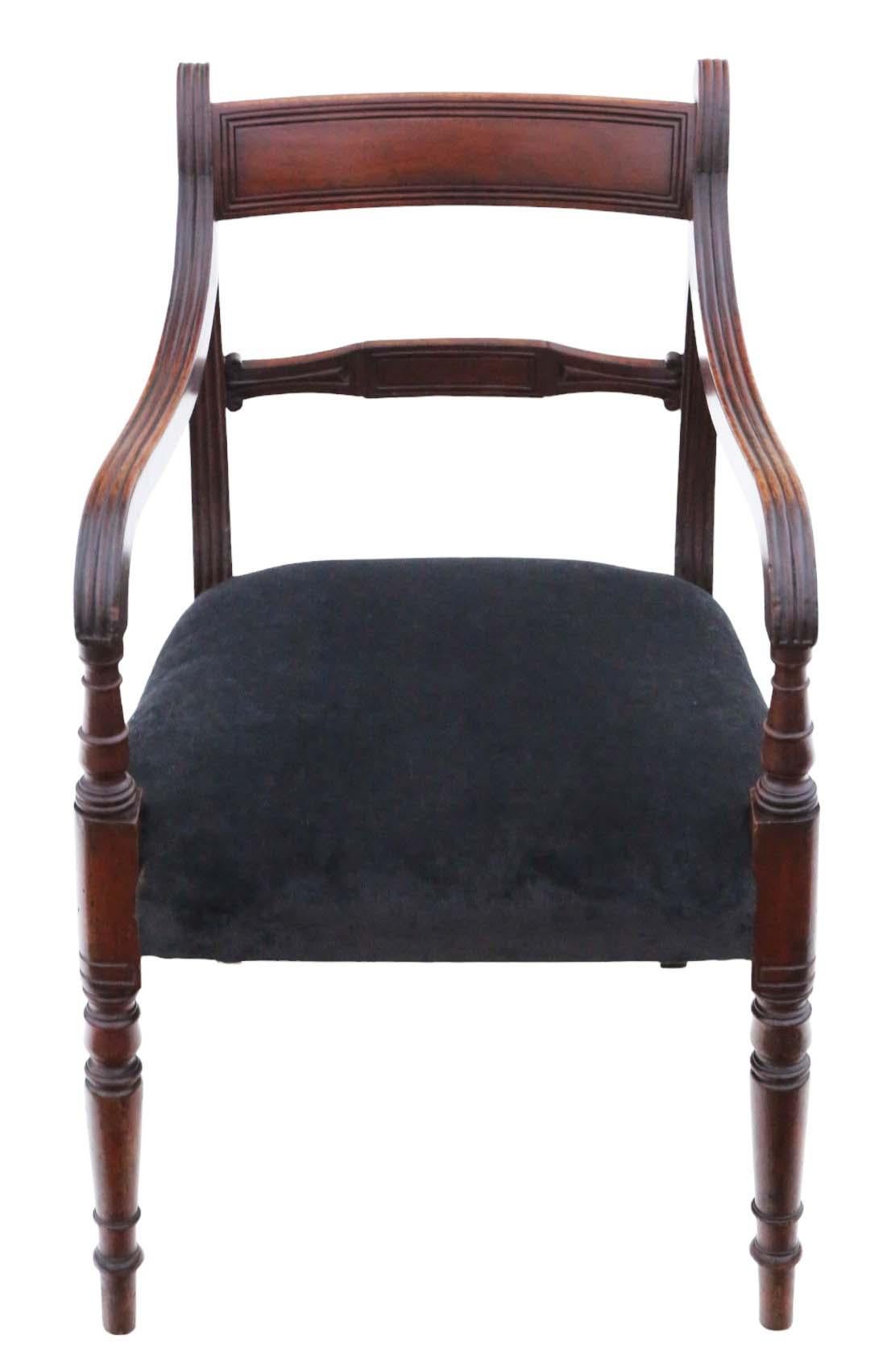 William IV Antique fine quality set of 6 (4 plus 2) Georgian C1810 mahogany dining chairs