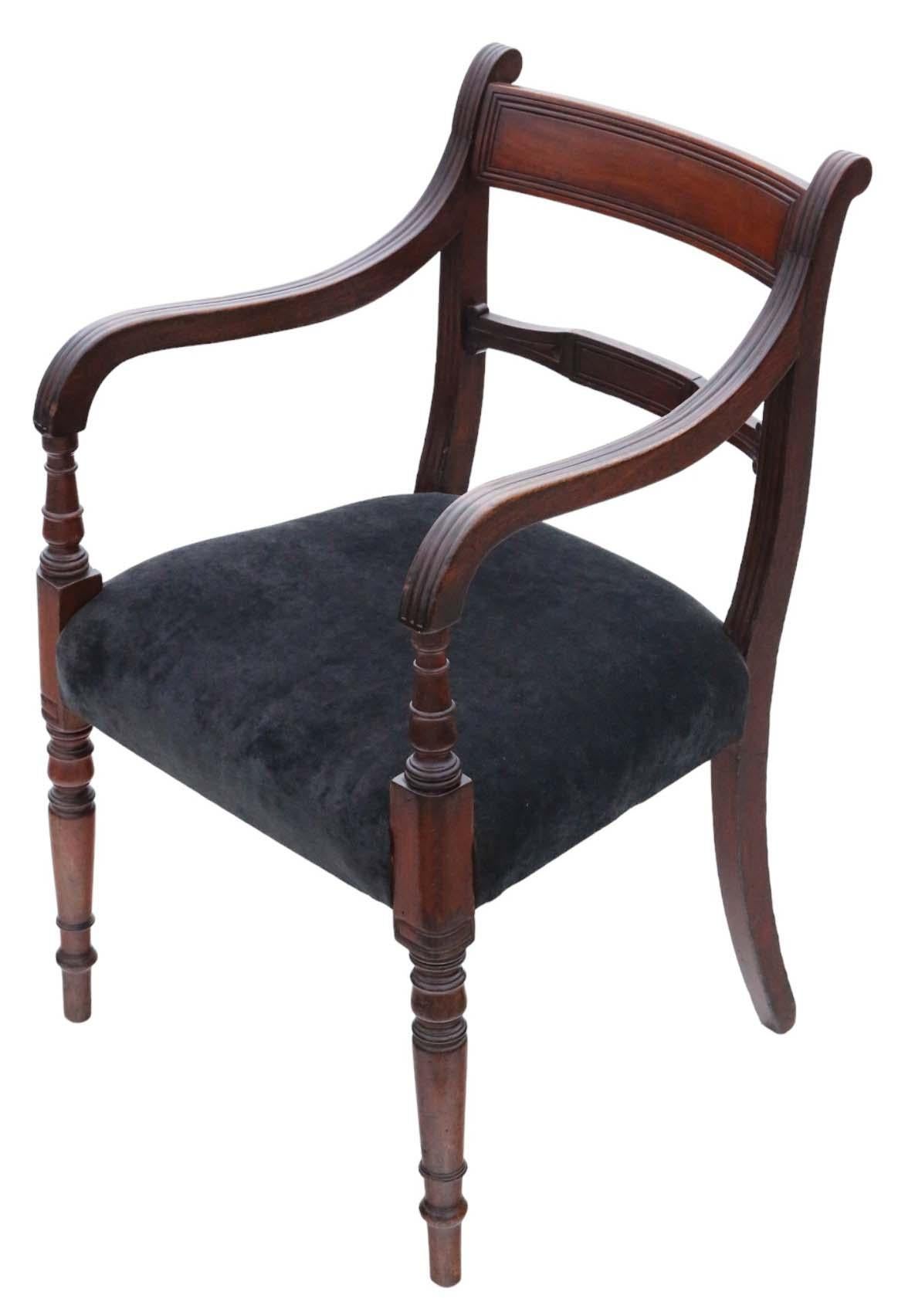 Antique fine quality set of 6 (4 plus 2) Georgian C1810 mahogany dining chairs In Good Condition In Wisbech, Cambridgeshire