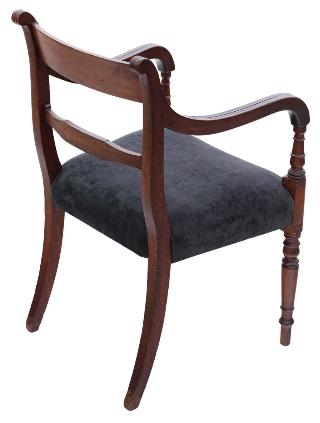 19th Century Antique fine quality set of 6 (4 plus 2) Georgian C1810 mahogany dining chairs