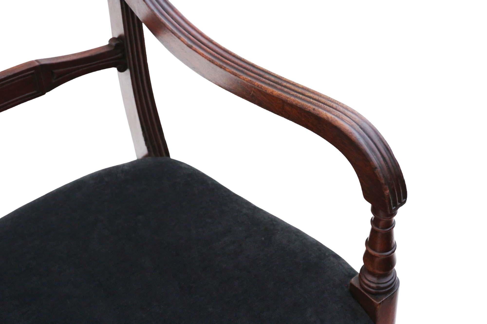 Wood Antique fine quality set of 6 (4 plus 2) Georgian C1810 mahogany dining chairs