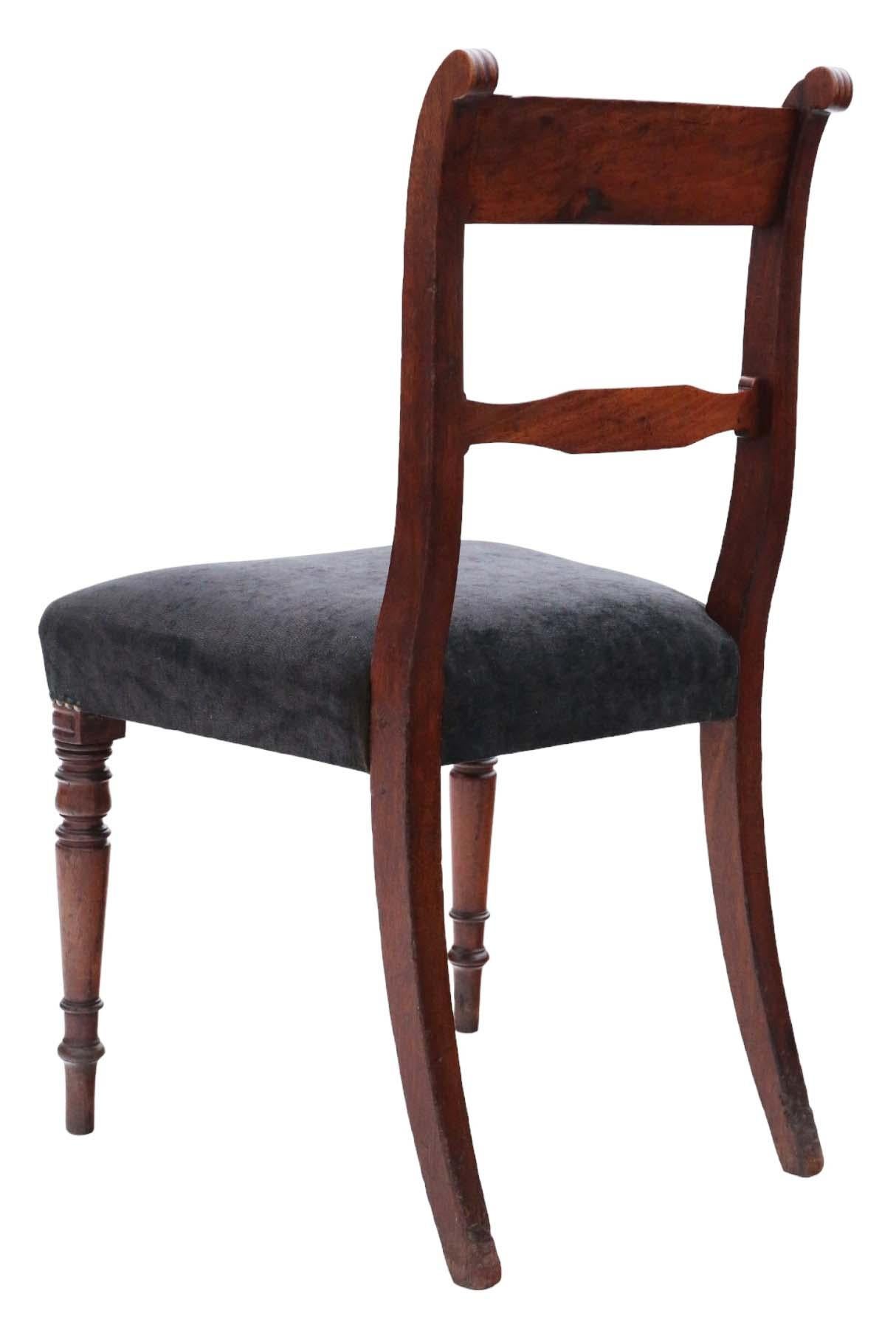 Antique fine quality set of 6 (4 plus 2) Georgian C1810 mahogany dining chairs 2