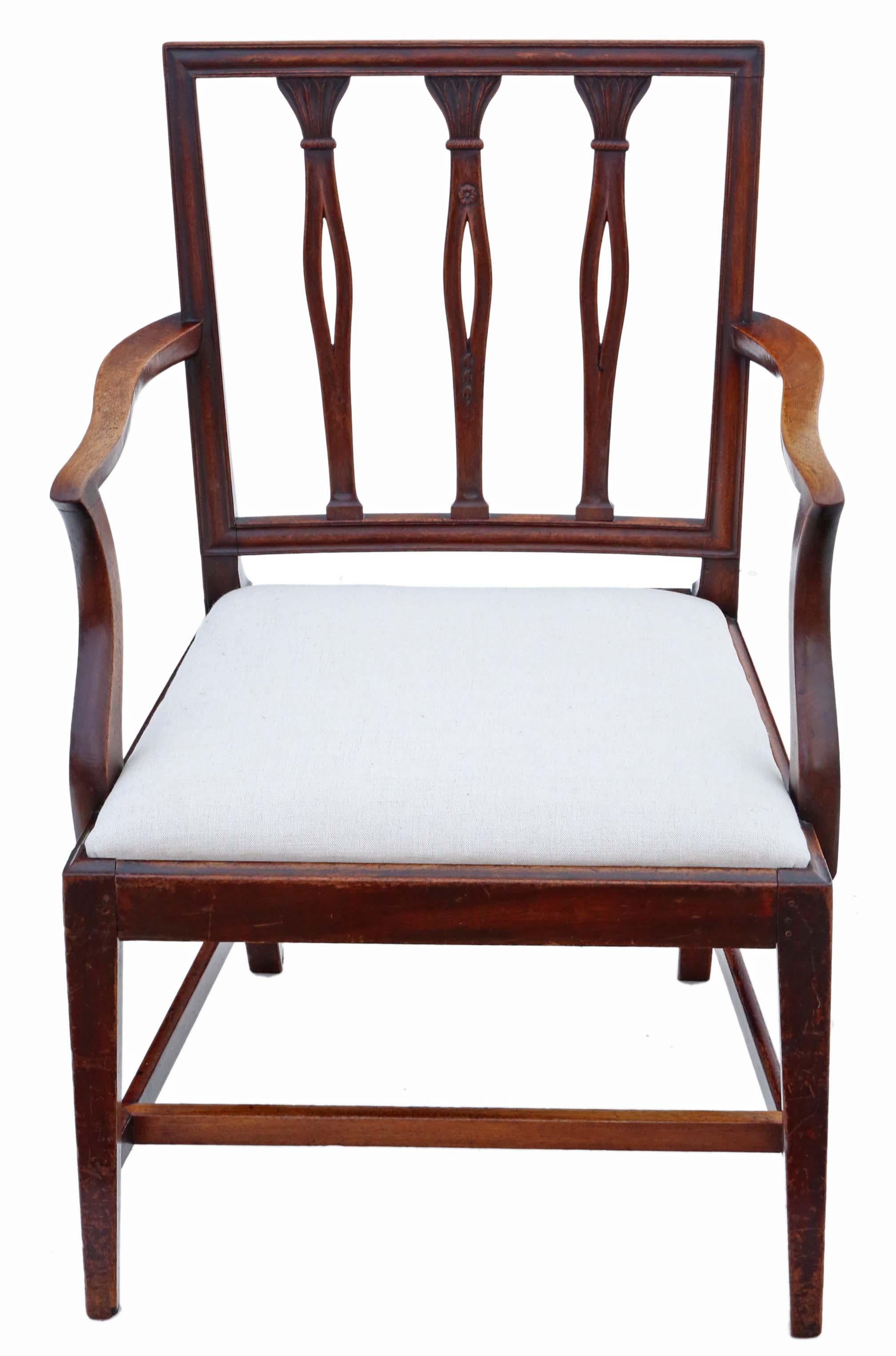 19th Century Antique Fine Quality Set of 8 '6 + 2' Georgian Mahogany Dining Chairs C1820