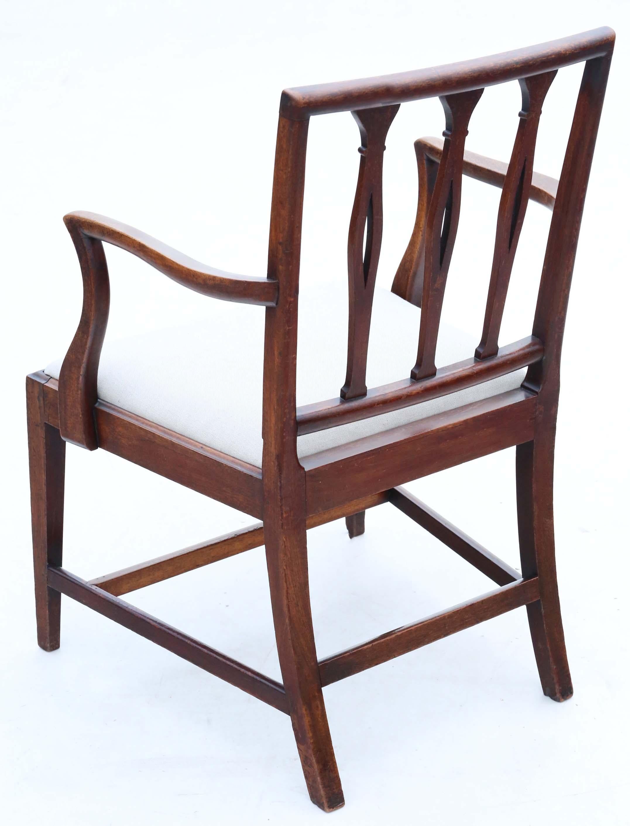 Antique Fine Quality Set of 8 '6 + 2' Georgian Mahogany Dining Chairs C1820 1