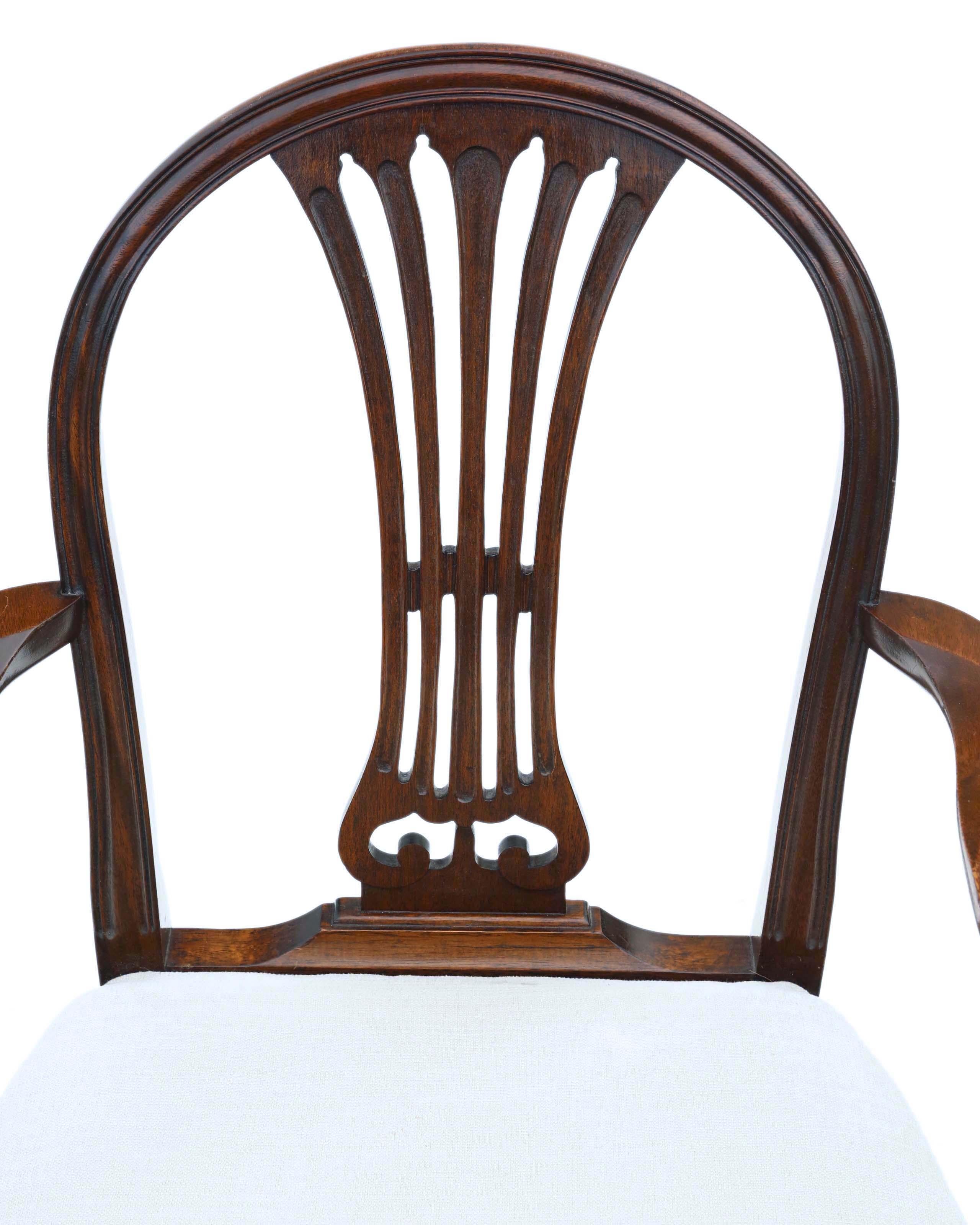 Antique Fine Quality Set of 8 '6 + 2' Georgian Revival Mahogany Dining Chairs 1