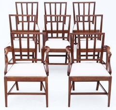 Antique fine quality set of 8 (6 plus 2) 19th Century mahogany dining chairs