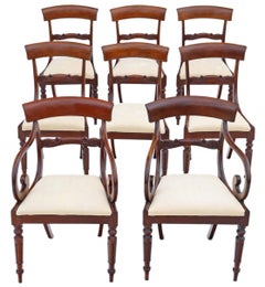 Antique Fine Quality Set of 8 '6 Plus 2' Mahogany Dining Chairs, 19th Century