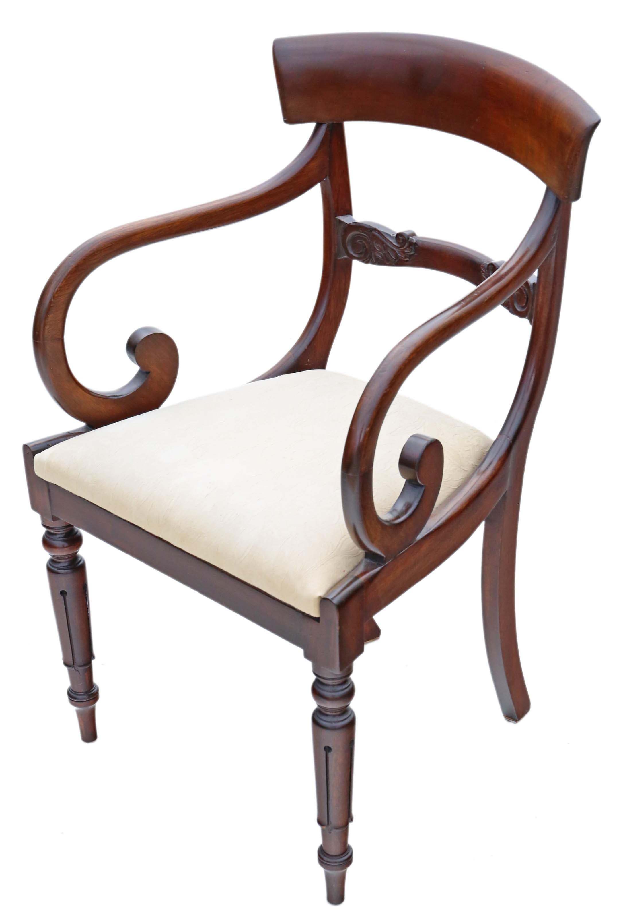 William IV Antique Fine Quality Set of 8 '6 Plus 2' Mahogany Dining Chairs, 19th Century