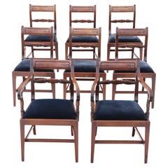 Antique fine quality set of 8 (6 plus 2) Regency mahogany dining chairs C1830