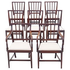Antique Fine Quality Set of 8 
6+2
 Georgian Mahogany Dining Chairs 19th Century