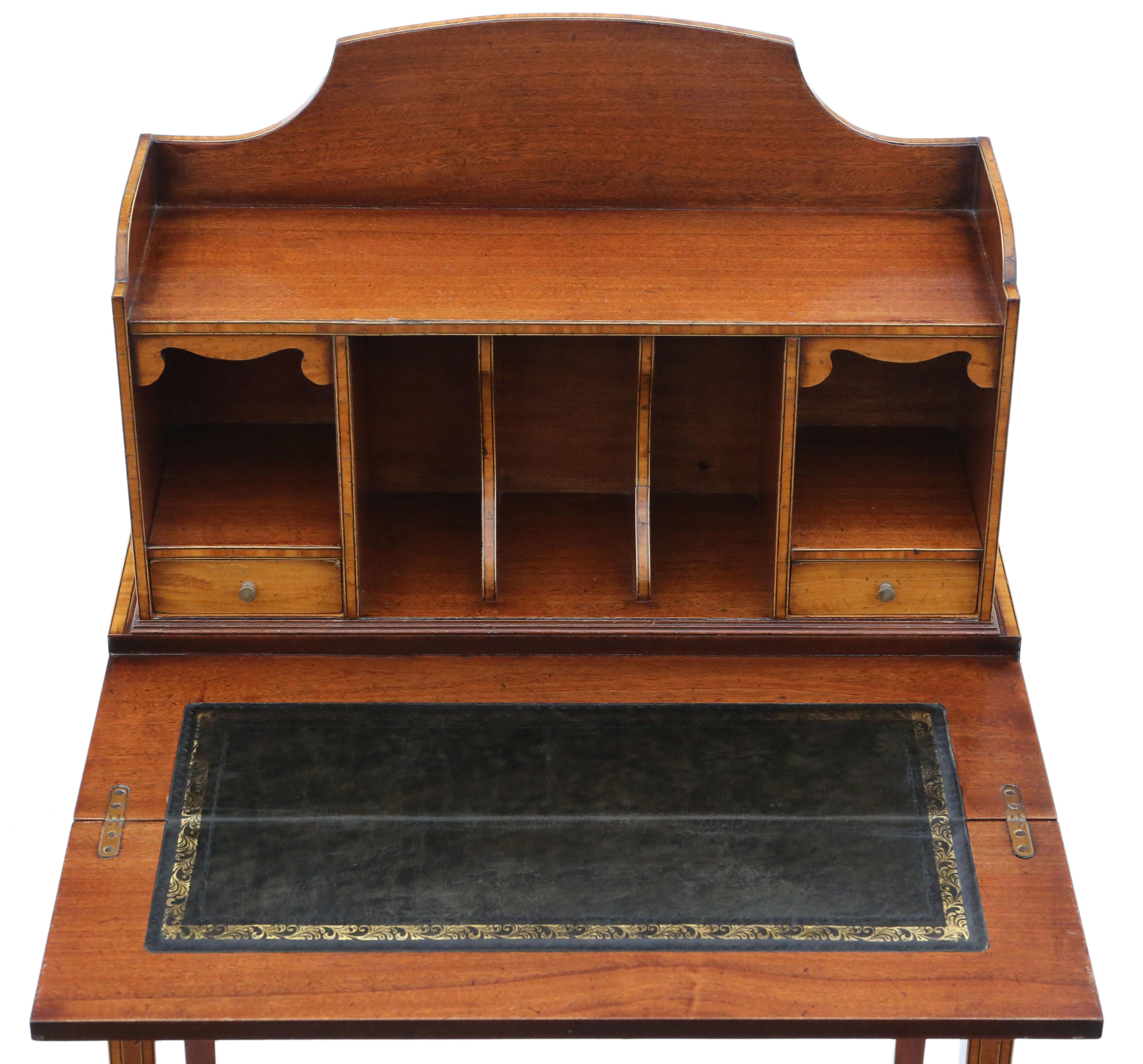 Antiker, hochwertiger, kleiner, georgianischer Revival-Schreibtisch aus satinierter Birke im Zustand „Gut“ im Angebot in Wisbech, Cambridgeshire