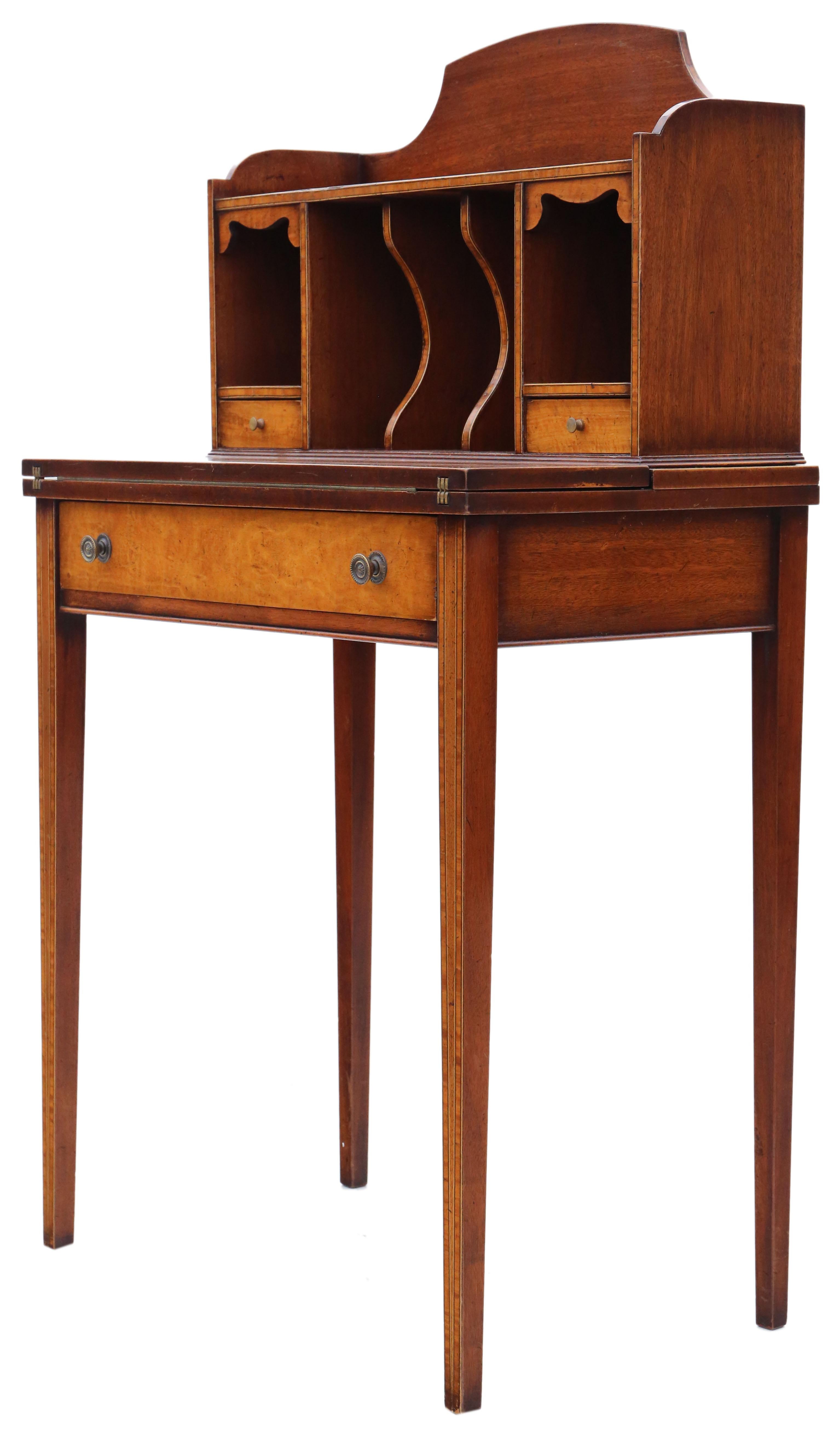 Antiker, hochwertiger, kleiner, georgianischer Revival-Schreibtisch aus satinierter Birke (Frühes 20. Jahrhundert) im Angebot