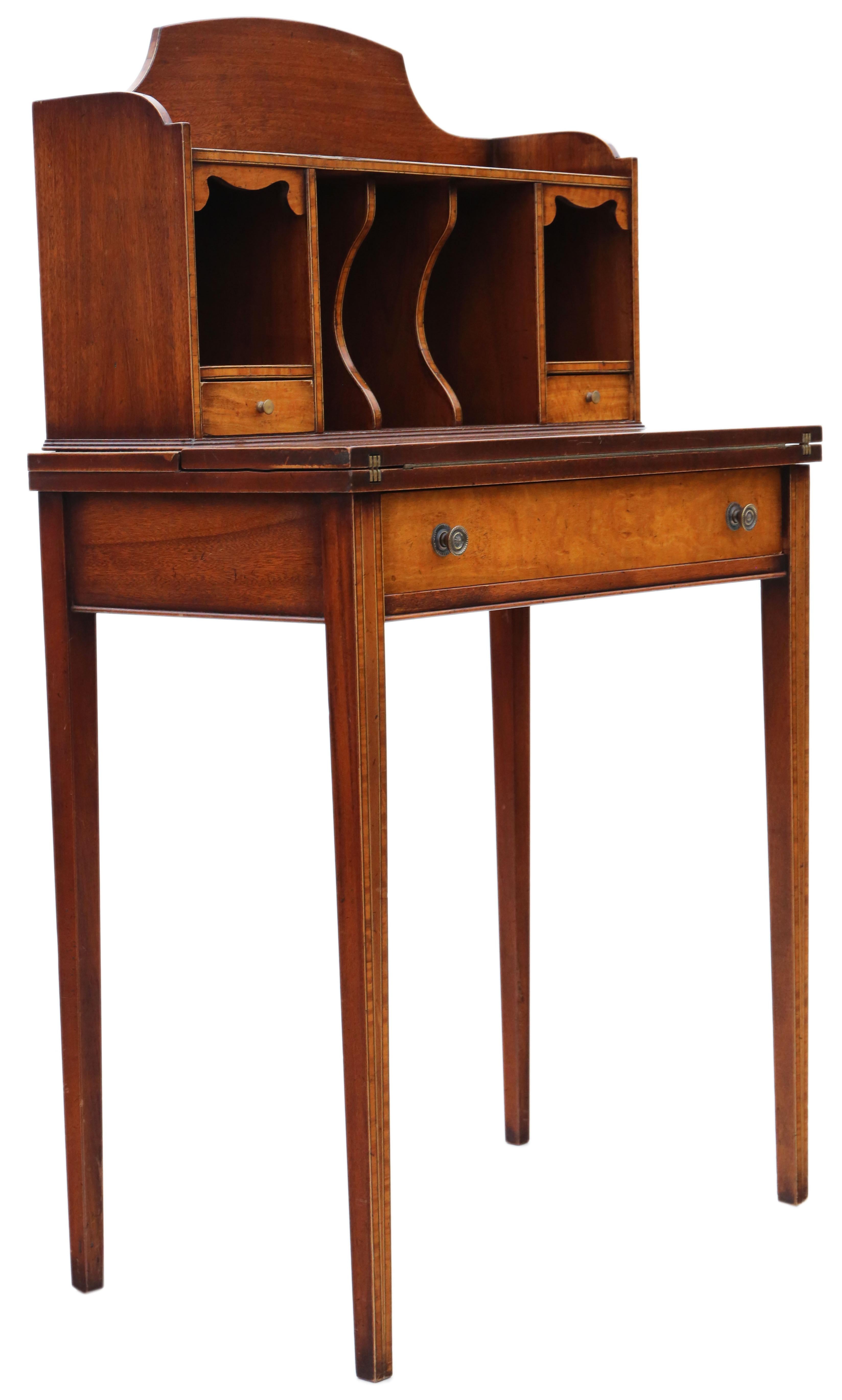 Antiker, hochwertiger, kleiner, georgianischer Revival-Schreibtisch aus satinierter Birke im Angebot 1