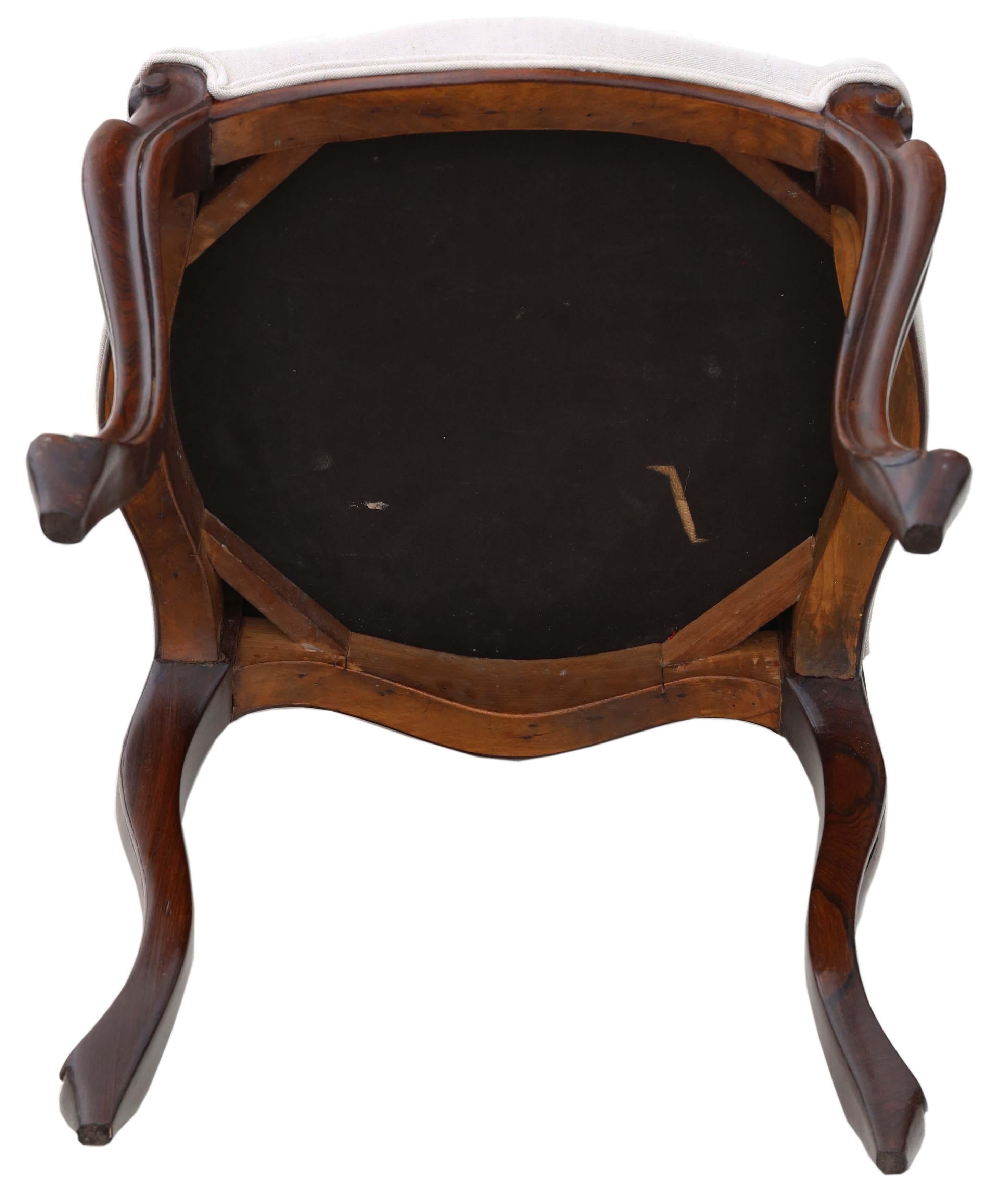 Antique Fine Quality Upholstered Rosewood Stool 19th Century For Sale 1