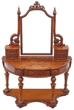 Antique Fine Quality Victorian 19th Century Burr Walnut Duchess Dressing Table