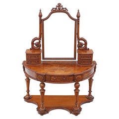 Antique fine quality Victorian 19th Century burr walnut Dutchess dressing table