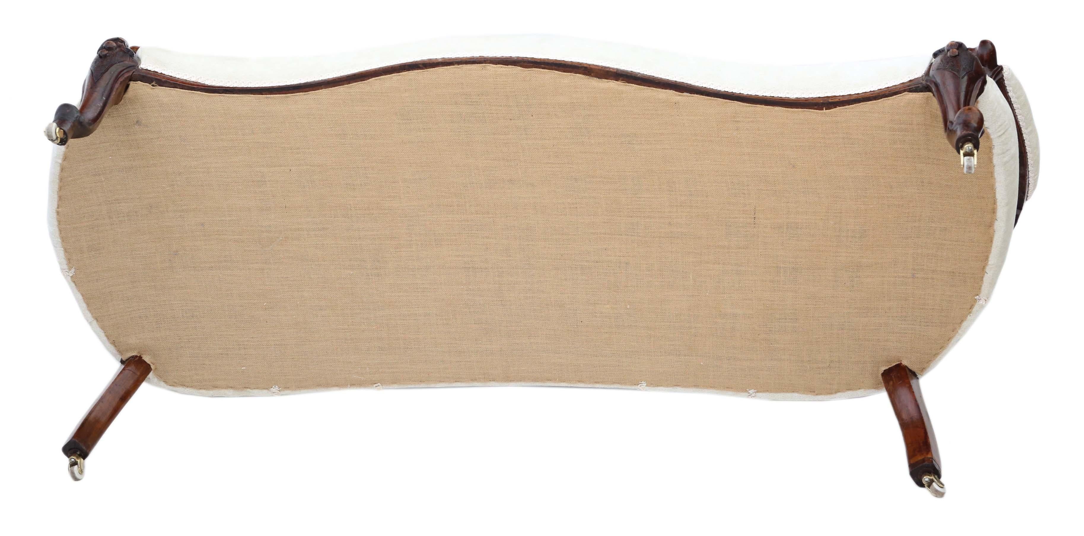 Antike feine Qualität viktorianischen c.1860 Nussbaum Chaise Longue / Conversation Sofa im Angebot 5