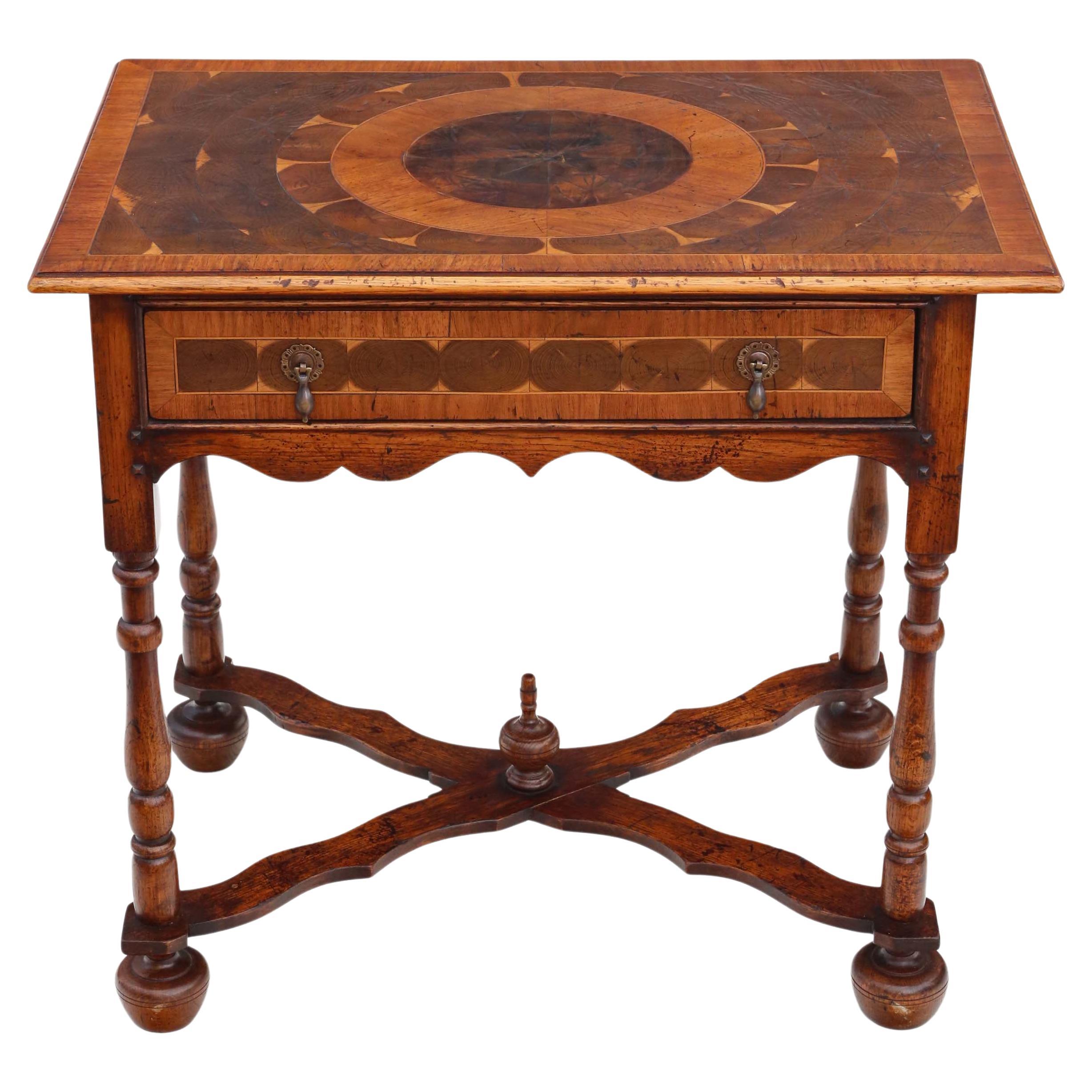 Antique Fine Quality Walnut Oyster Veneer Writing Side or Occasional Table For Sale