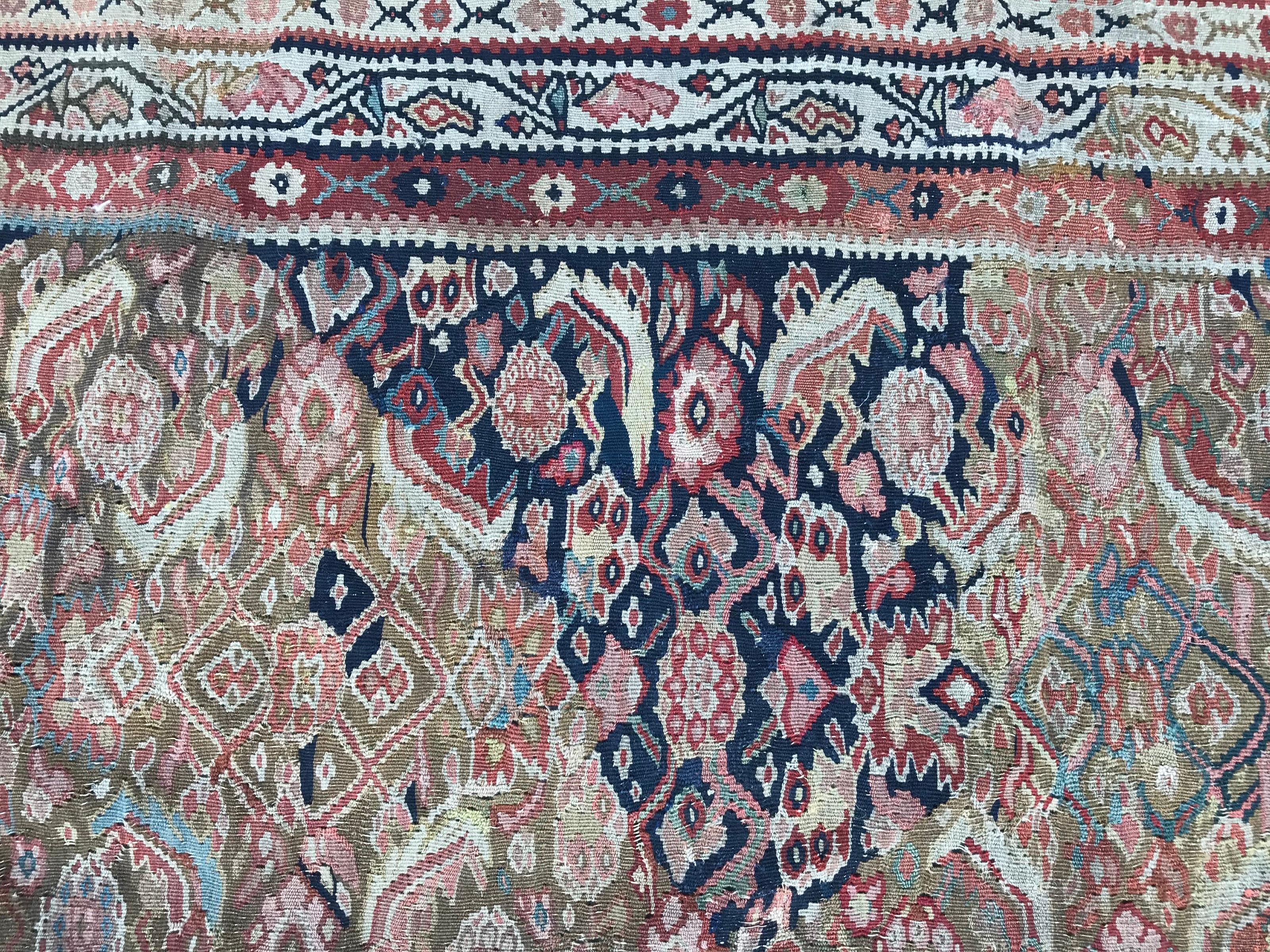 Cotton Bobyrug’s Antique Fine Senneh Kilim For Sale
