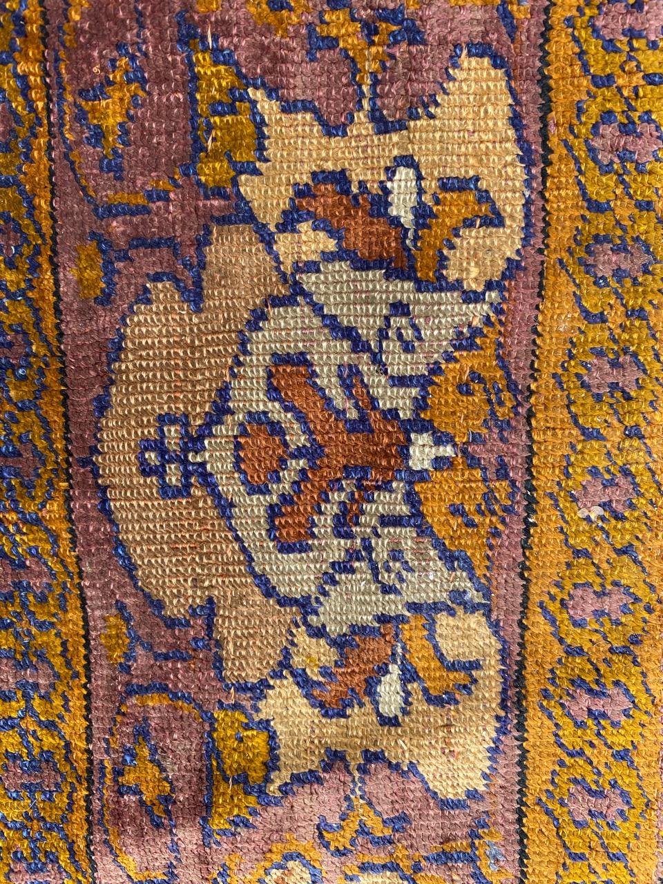 Bobyrug’s Antique Fine Silk Turkish Anatolian Distressed Cesareh Rug For Sale 6