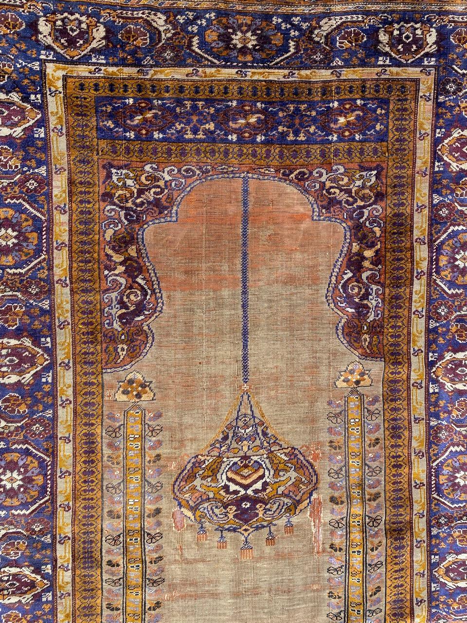 Bobyrug’s Antique Fine Silk Turkish Anatolian Distressed Cesareh Rug For Sale 9